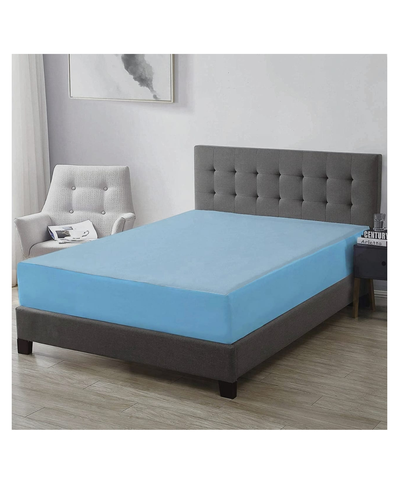 Trance Home Linen Premium 220 GSM Mattress Protector for Single Double Size Bed Waterproof Bed Protector  78 x 60 Inch - Blue-picture-26