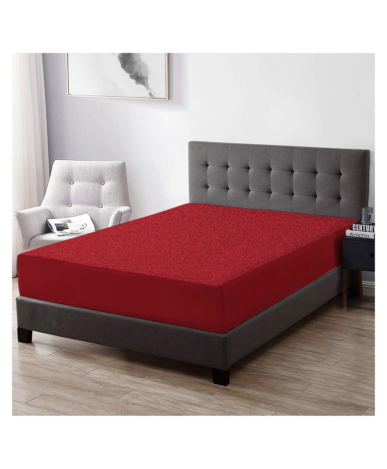 Trance Home Linen Premium 220 GSM Mattress Protector for King Size Bed Waterproof Bed Protector  78 x 72 Inch - Maroon-picture-35