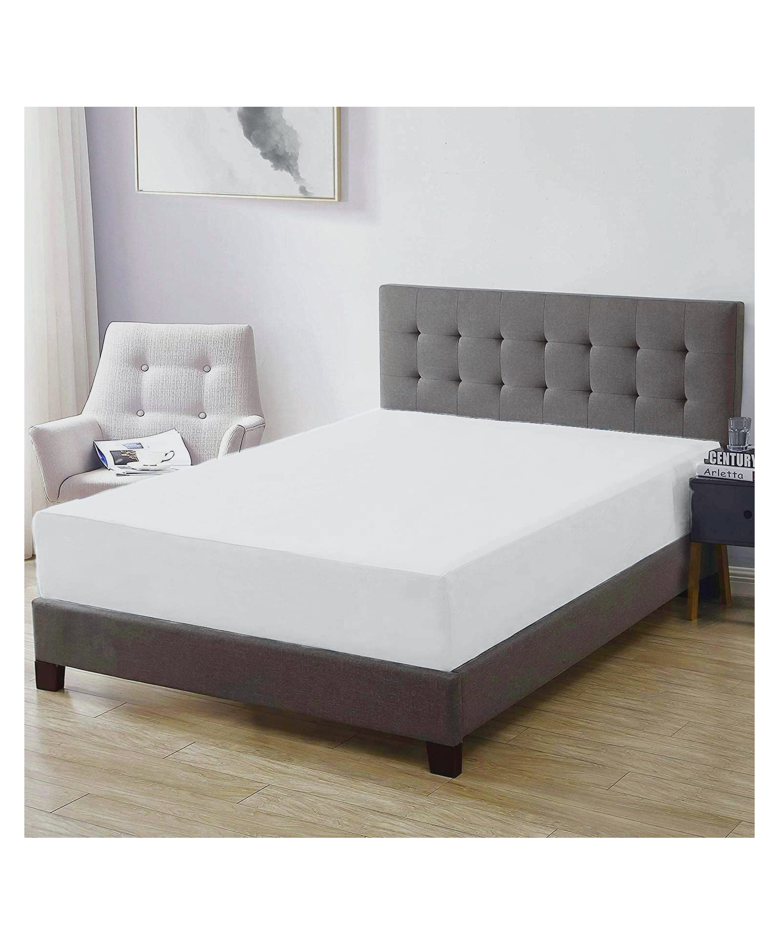 Trance Home Linen Premium 220 GSM Mattress Protector for King Size Bed Waterproof Bed Protector  78 x 72 Inch - White-image-35