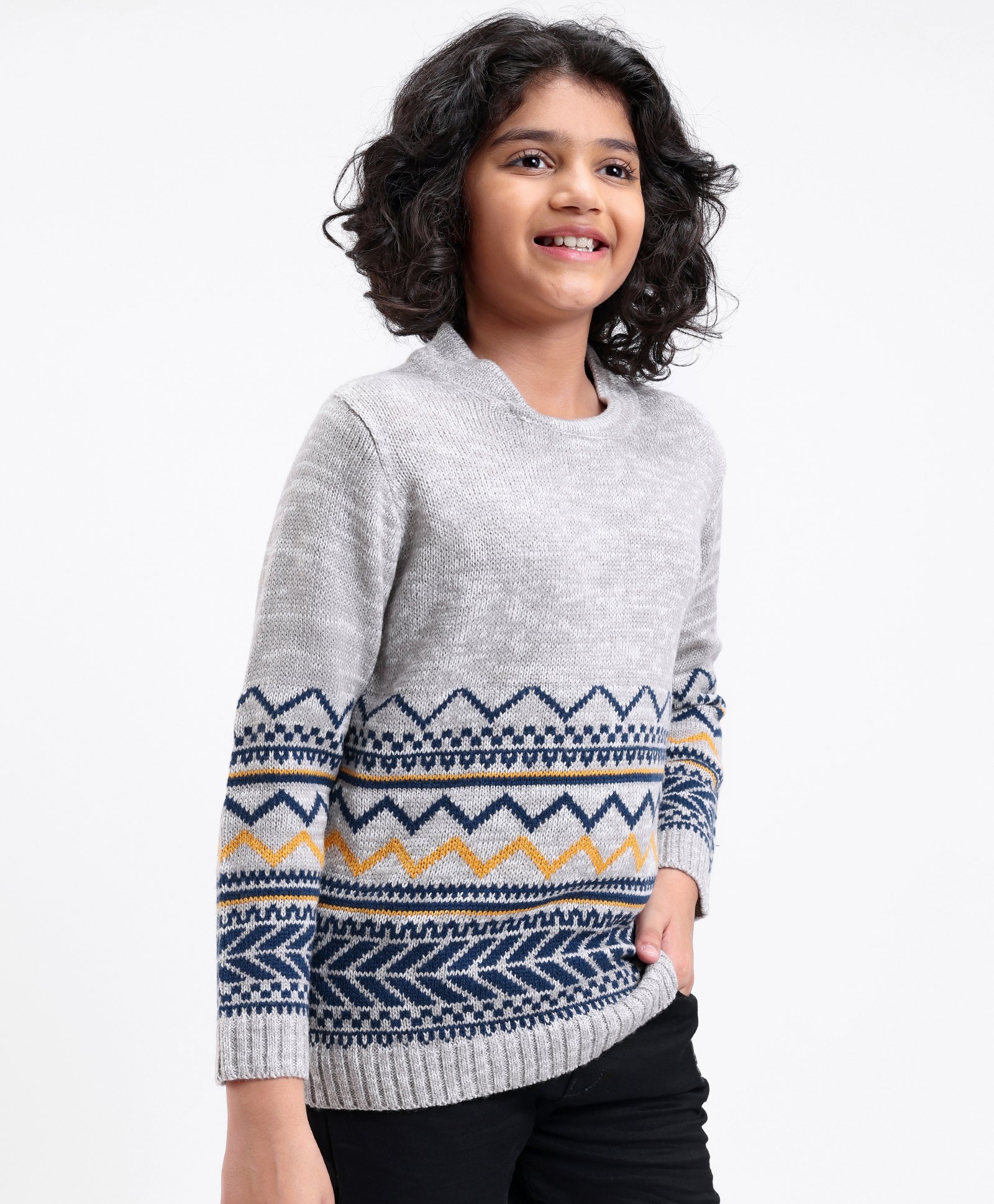 Pine Kids Full Sleeves Jacquard Sweater - Multicolour-picture-10