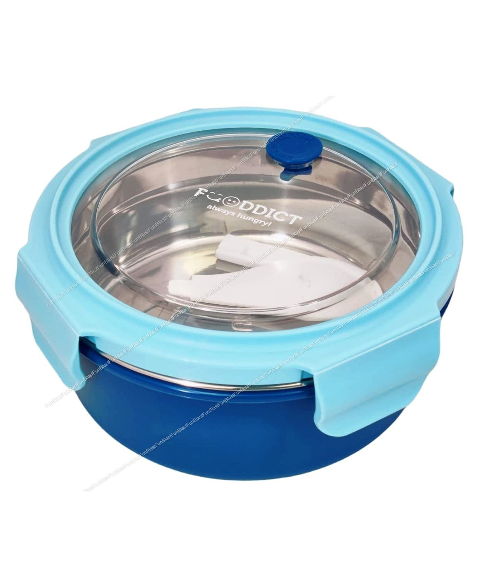 FunBlast Stainless Steel Round Lunch Box  Blue-picture-14