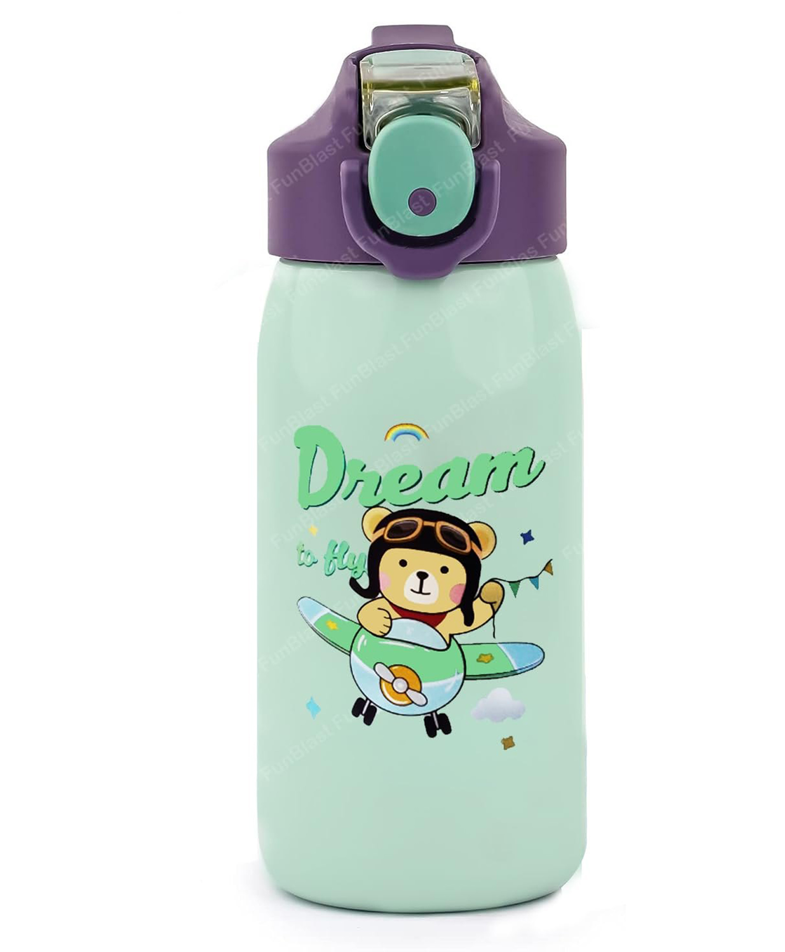FunBlast Insulated Water Bottle with Straw  530 ml ( Sea-Green)-picture-11