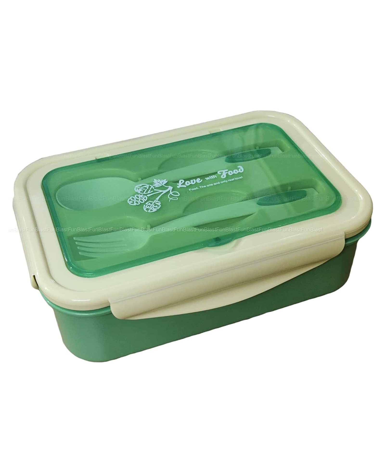 FunBlast Lunch Box with Spoon and Fork  Green-picture-26