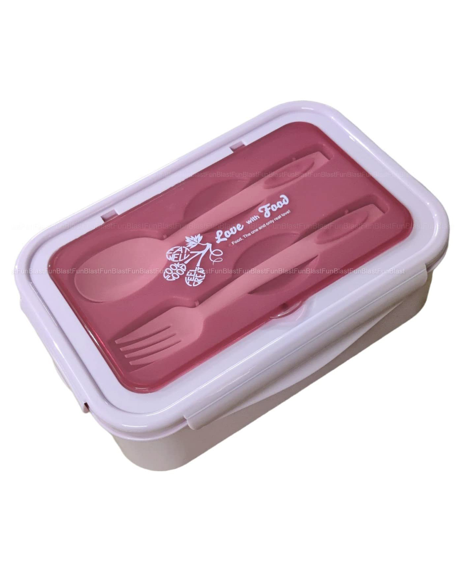FunBlast Lunch Box with Spoon and Fork  Pink-picture-22