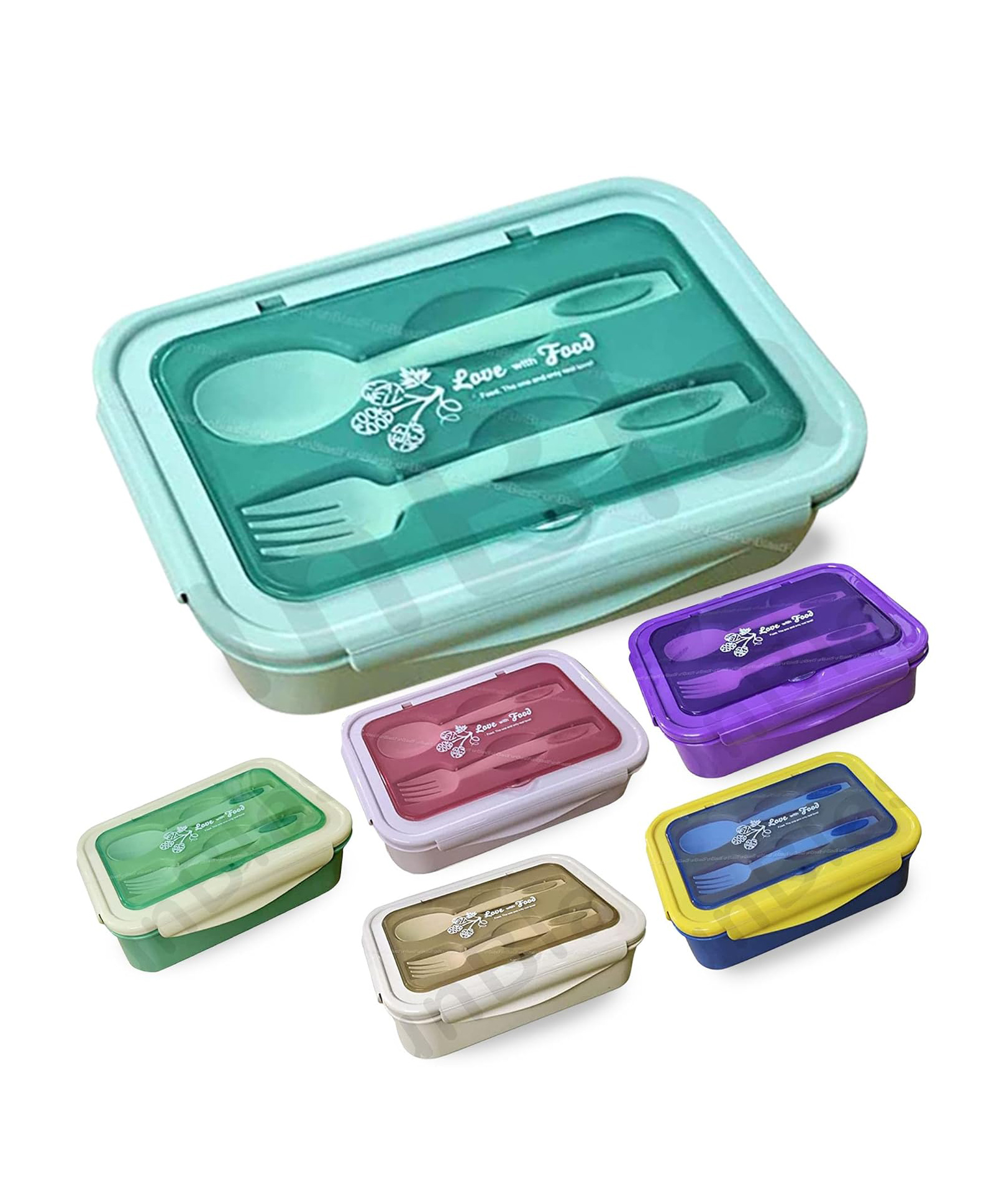 FunBlast 3 Compartment Lunch Box with Spoon and Fork  Pack of 1 Random Color-picture-30