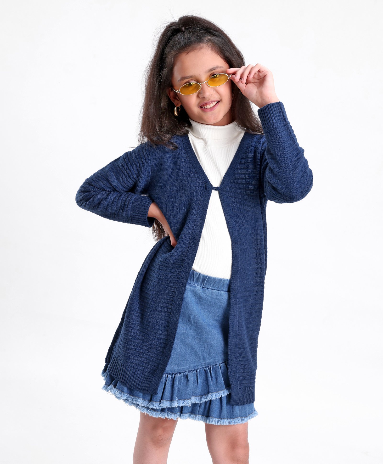 Pine Kids Full Sleeves Moderate Winter Front Open Shrug - Blue-picture-26