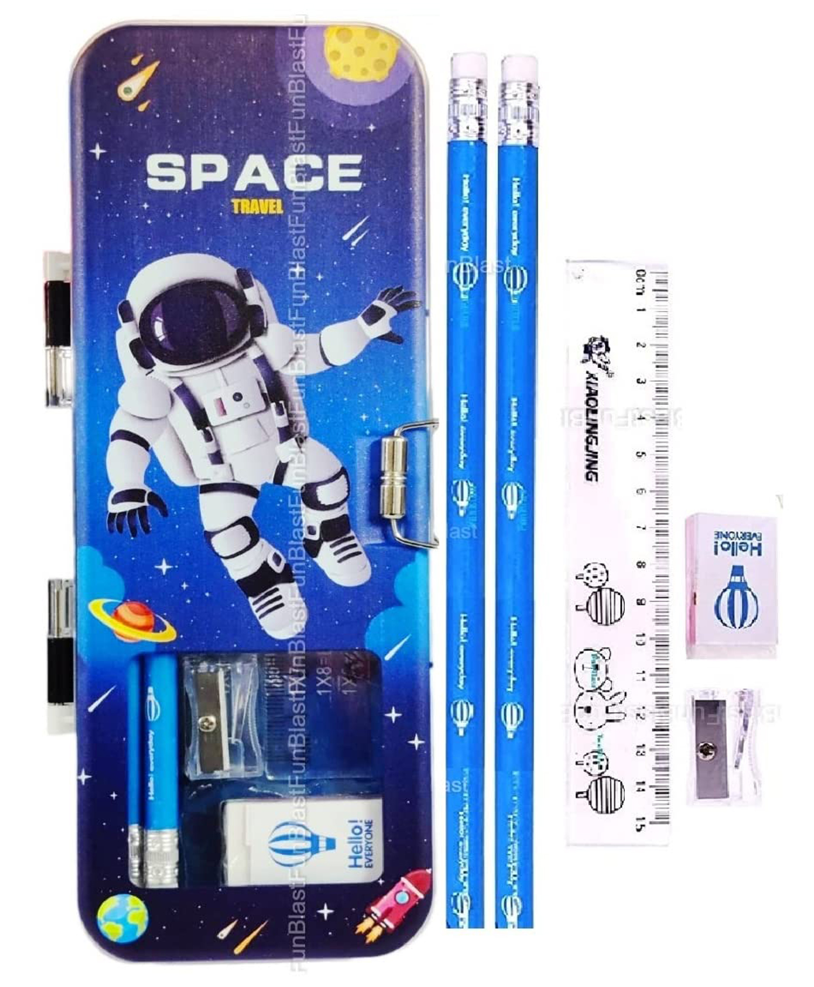 FunBlast Space Theme Metal Pencil Box with Stationary Items -Multicolor-picture-11