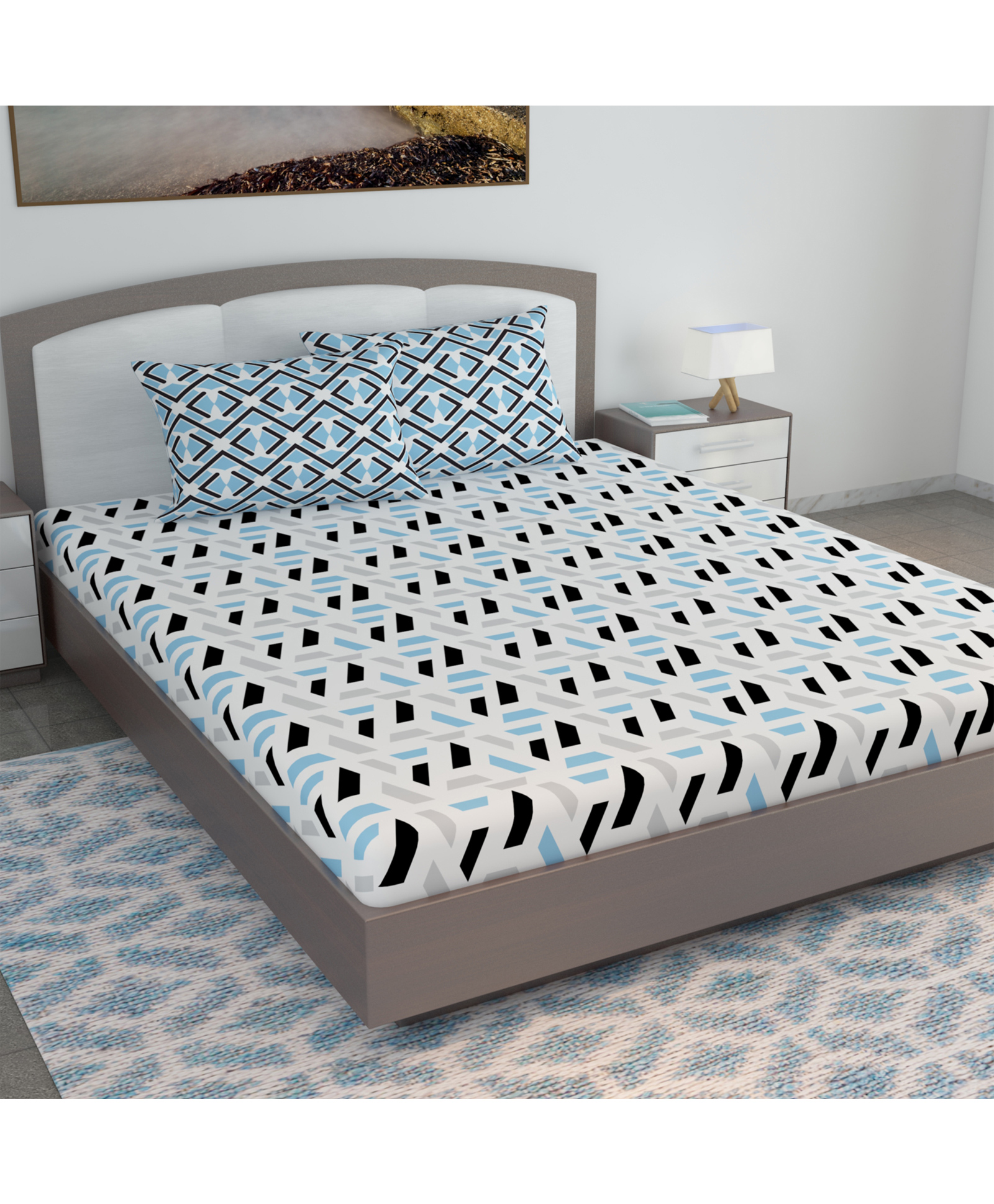 Divine Casa Floral Blend Cotton King Bedsheet with 2 Pillow Covers - Pink & Off White-picture-31