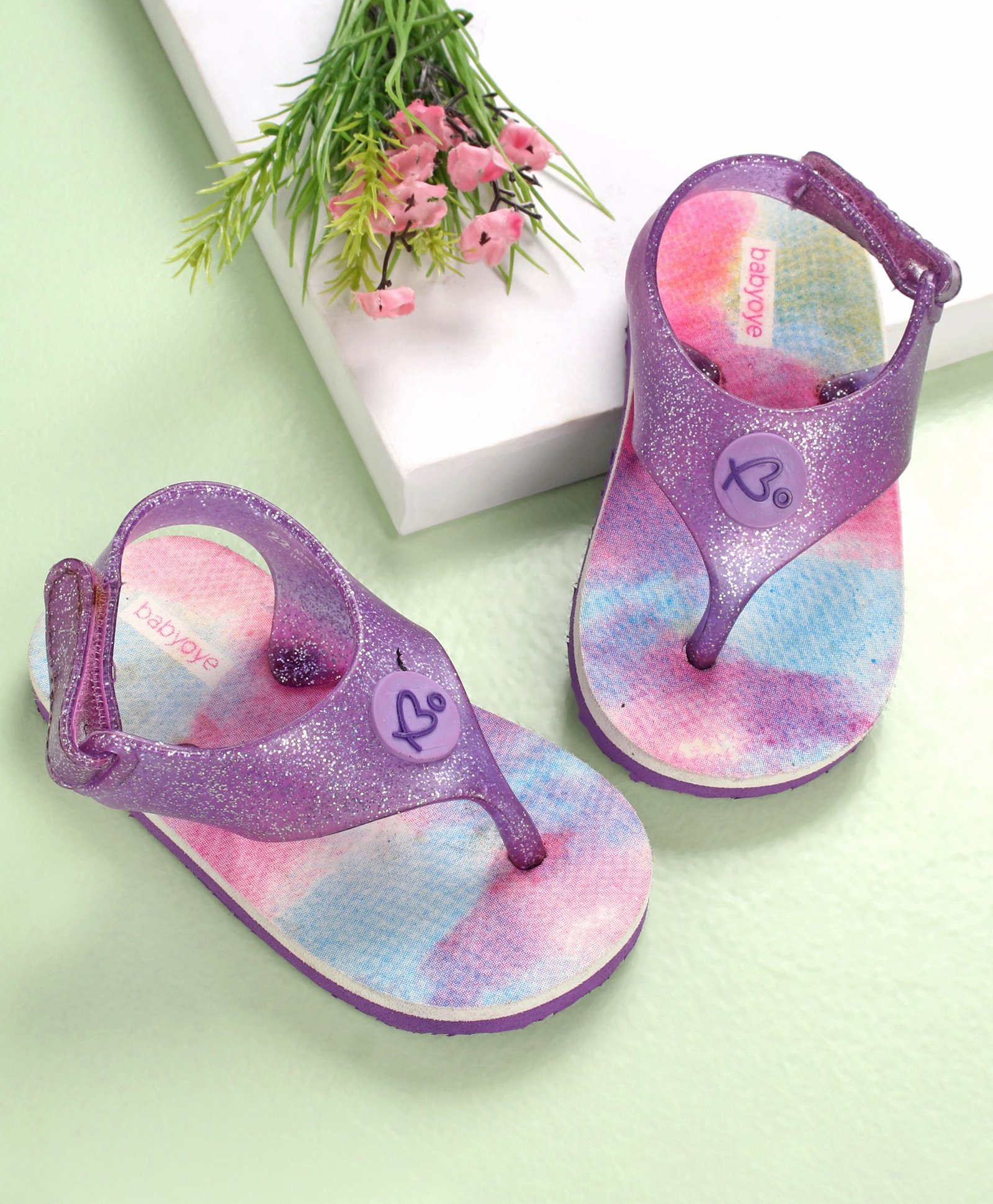Babyoye Flip Flops With Velcro Closure Color Splash Print - Purple-image-10