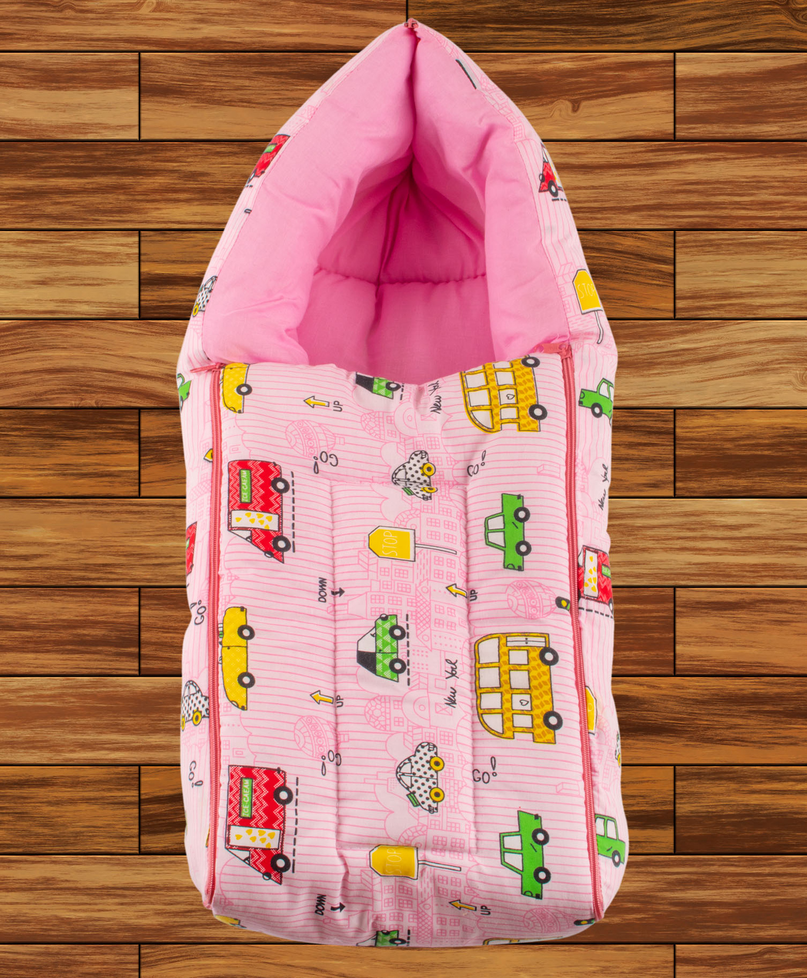Mittenbooty Infant Baby Sleeping Bag Bus Print Pink-image-28