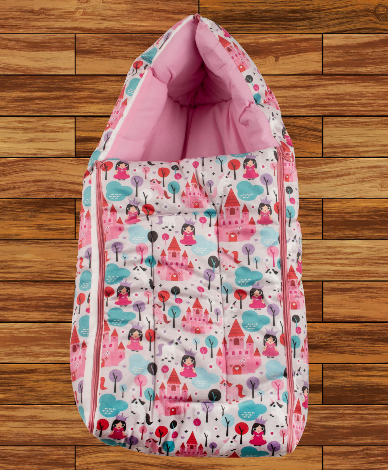 Mittenbooty Infant Baby Sleeping Bag Velvet Castle Print Pink-image-33
