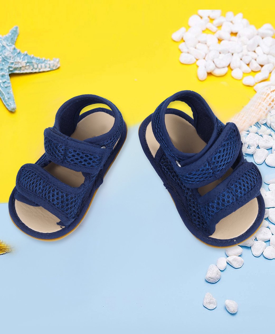Baby Moo Anti Skid Toe Open Booties - Navy Blue-picture-47