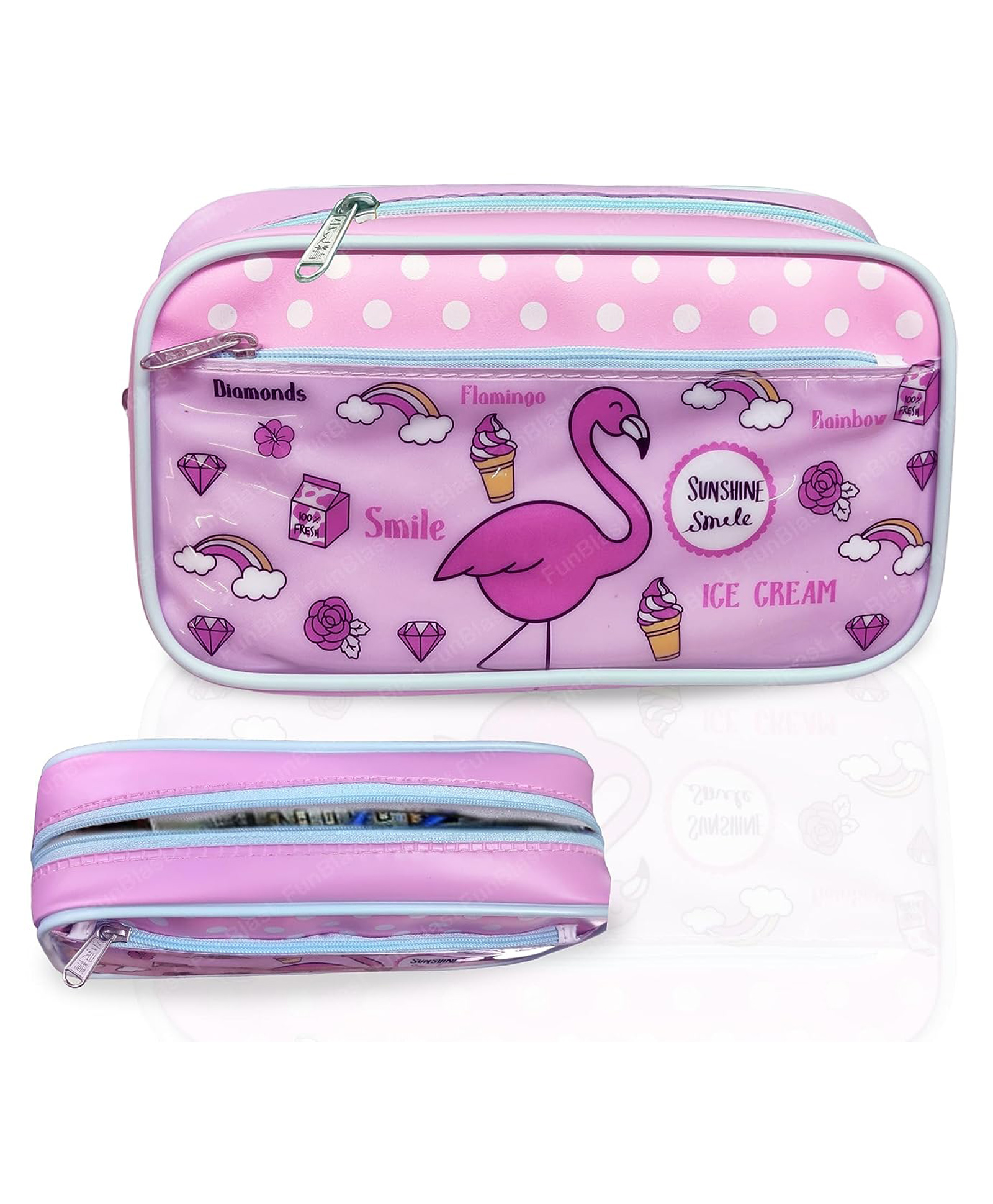 FunBlast Flamingo Theme Multi Purpose Zipper Pouch - Purple-image-28