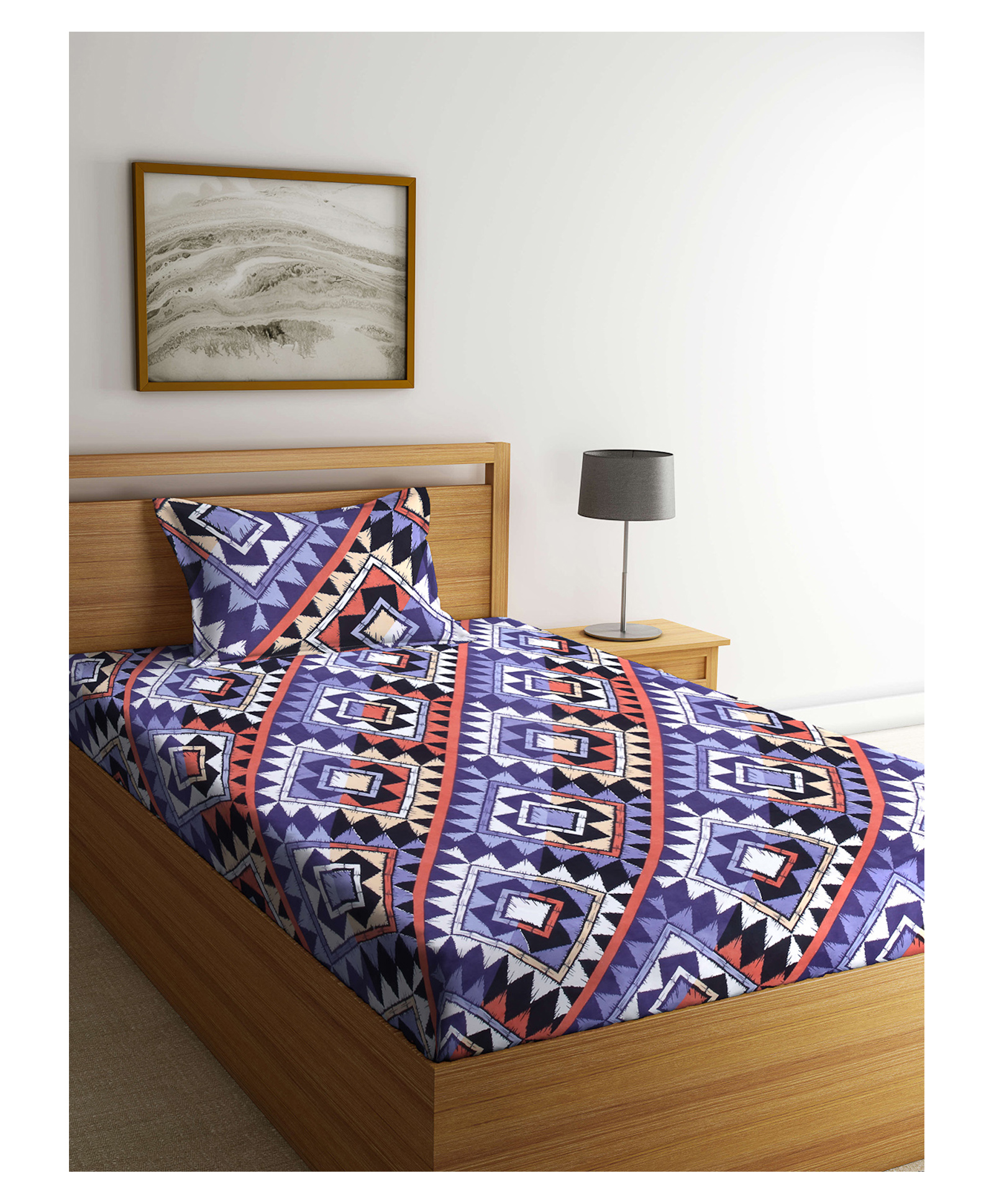 arrabi Arrabbi Single Bed Cotton Bedsheet and Pillow Cover - Multicolour-picture-43