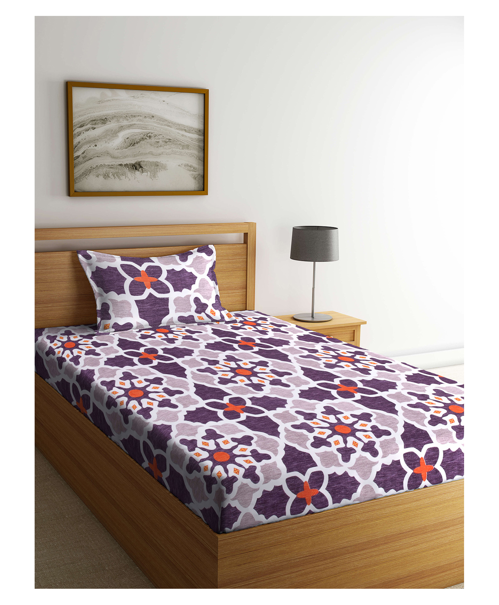 arrabi Arrabbi Single Bed Cotton Bedsheet and Pillow Cover - Multicolour-picture-44