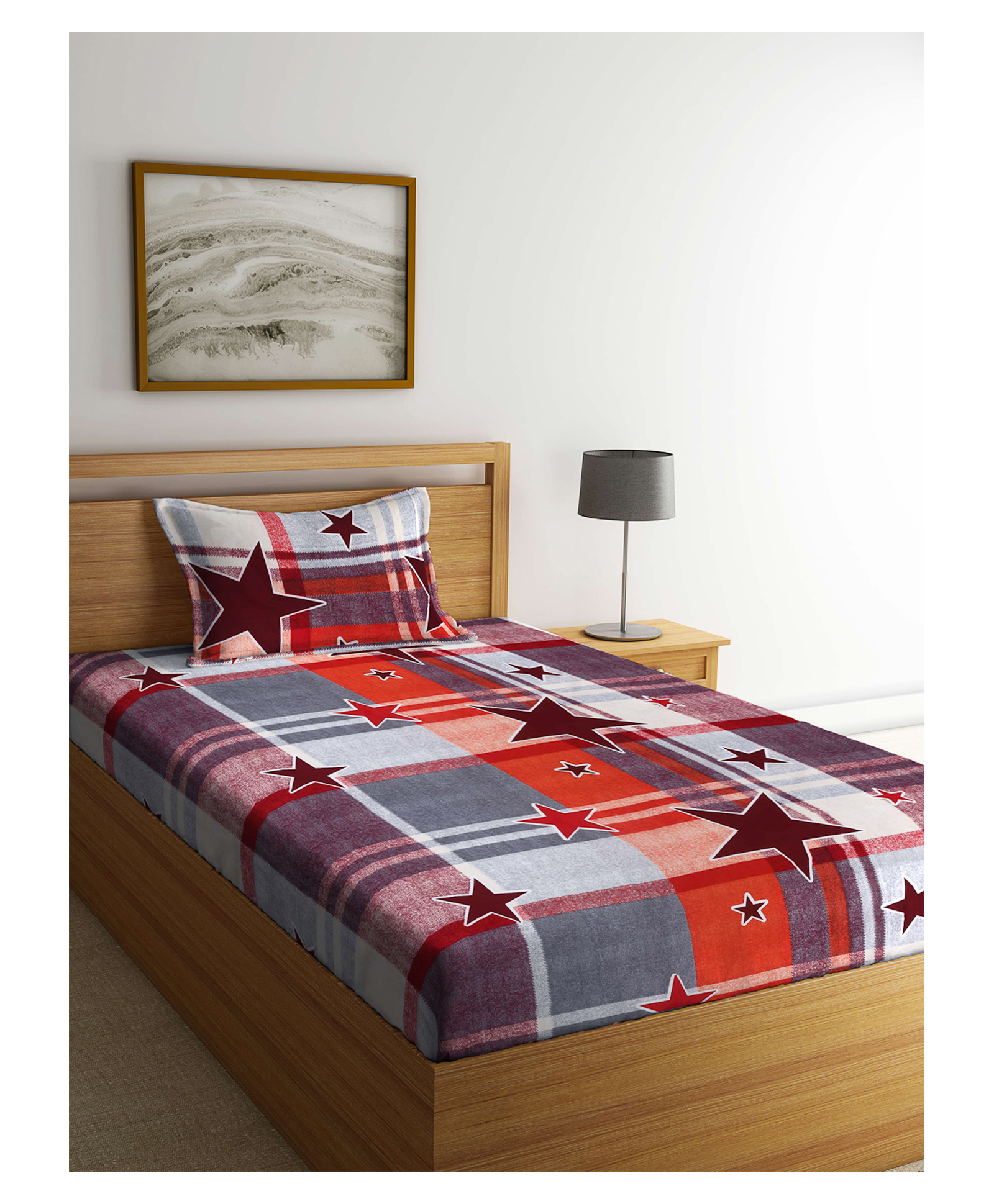 arrabi Arrabbi Single Bed Cotton Bedsheet and Pillow Cover - Multicolour-picture-27