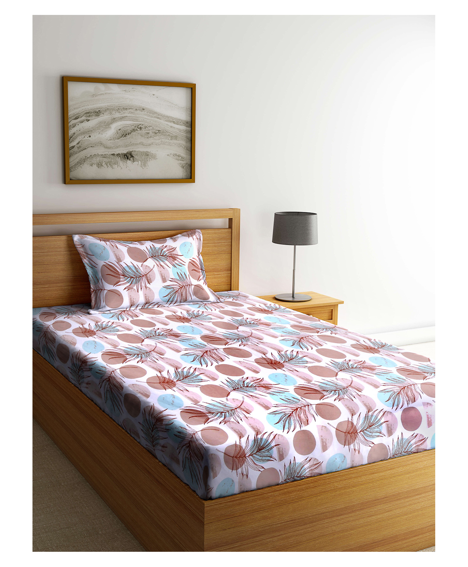 Arrabi Single Bed 100% Cotton Bedsheet and Pillow Cover - Multicolour-picture-30