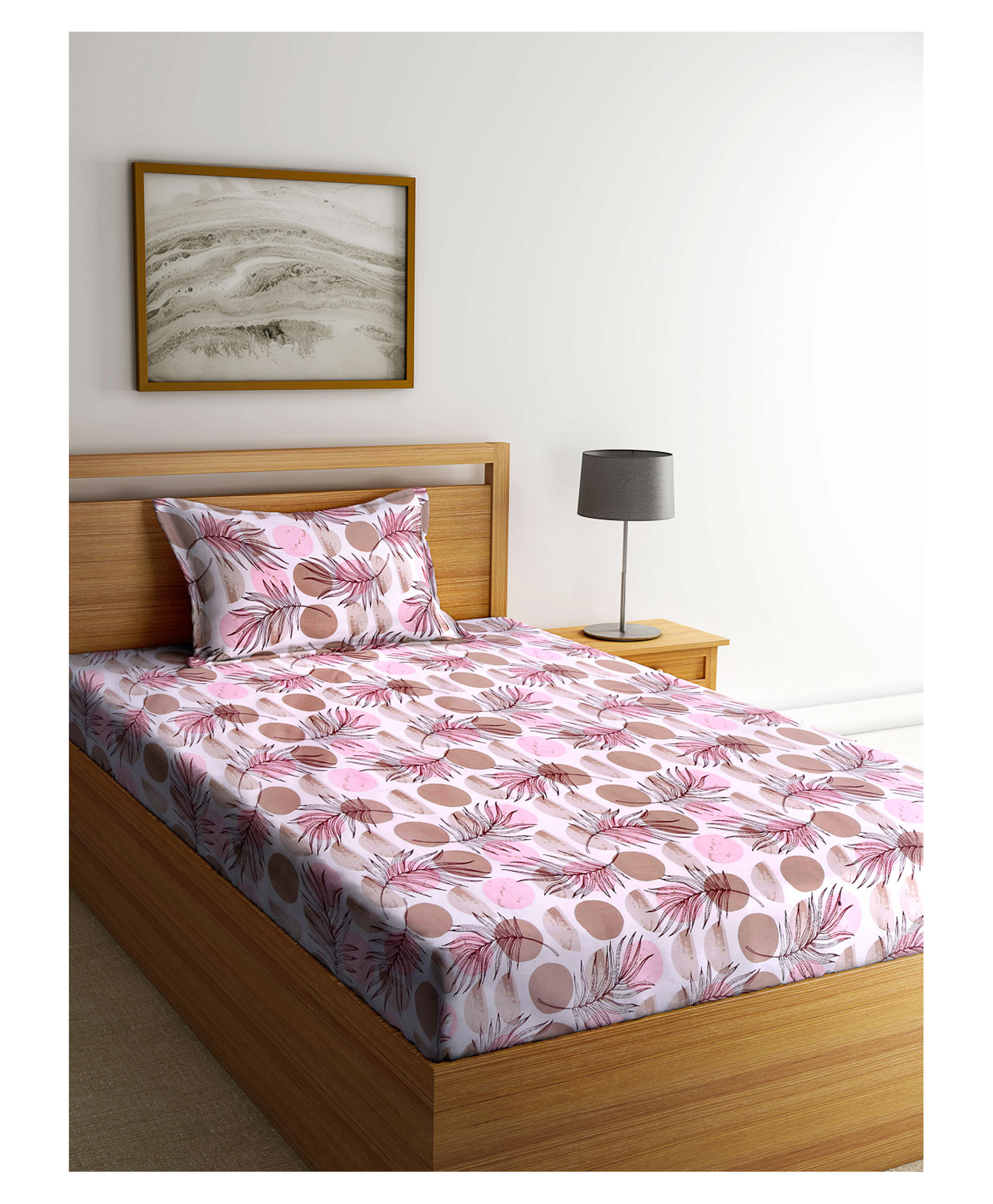 Arrabi Single Bed 100% Cotton Single Bedsheet and Pillow Cover - Multi-picture-31