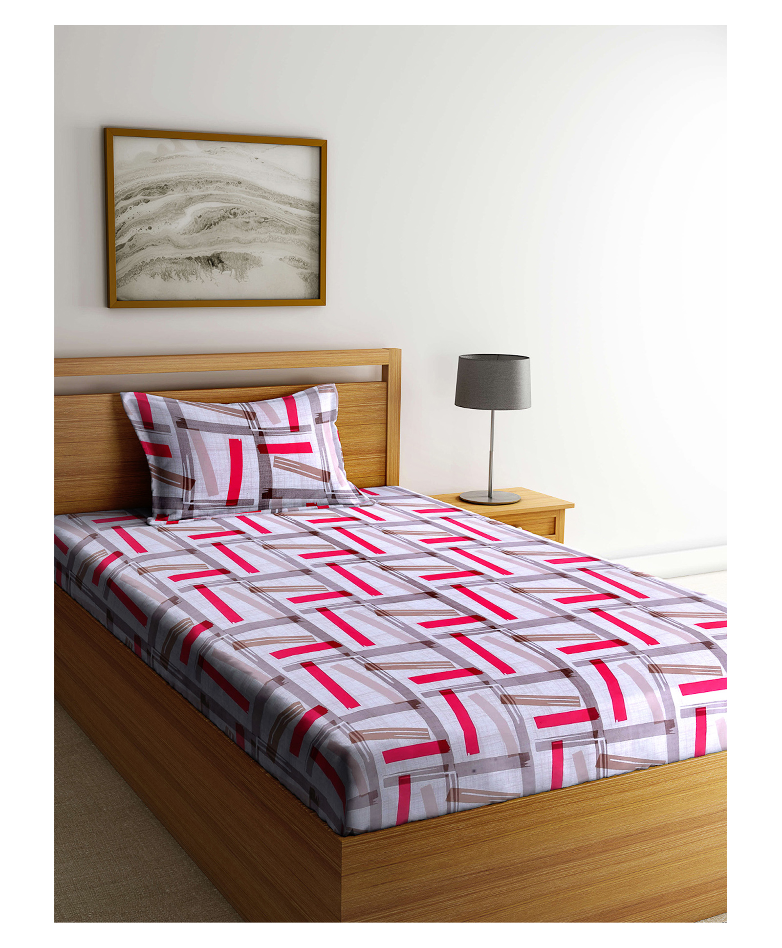 arrabi Arrabbi Single Bed Cotton Bedsheet and Pillow Cover - Multicolour-picture-34
