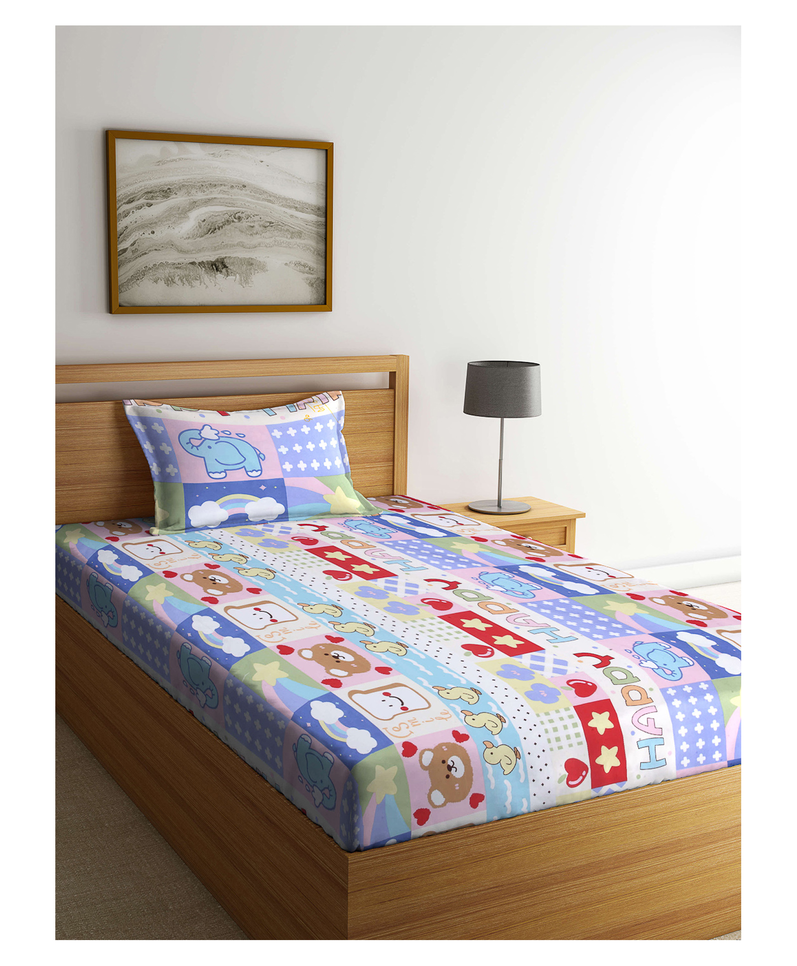 Arrabi Single Bed Cotton Bedsheet and Pillow Cover  Multicolour-picture-12