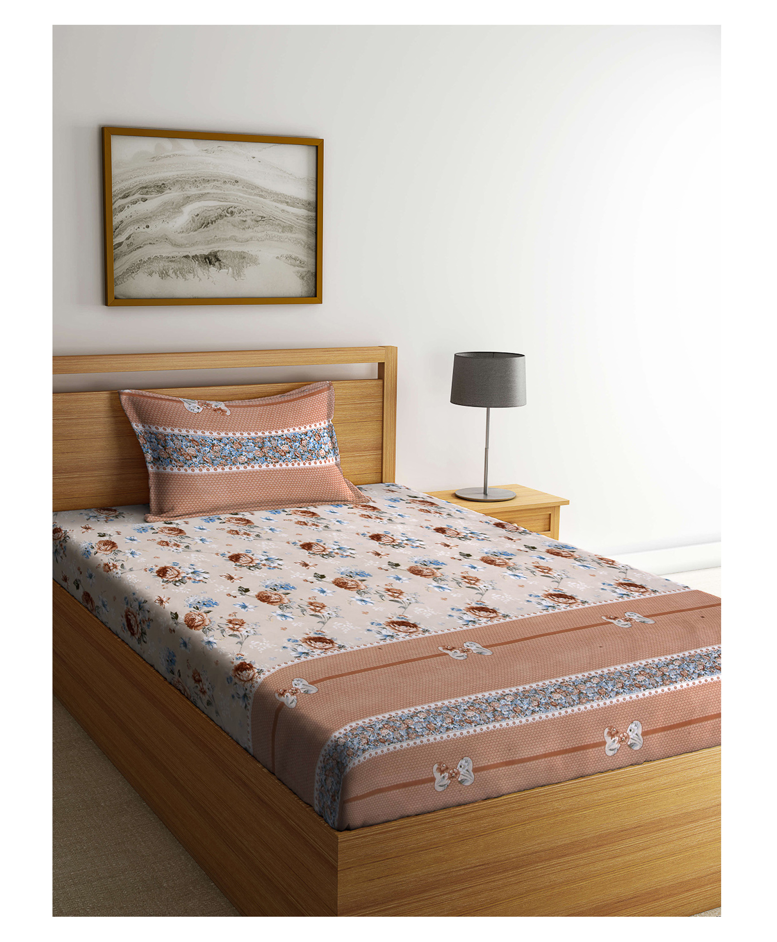 Arrabi Single Bed Cotton Bedsheet and Pillow Cover  Multicolour-picture-38