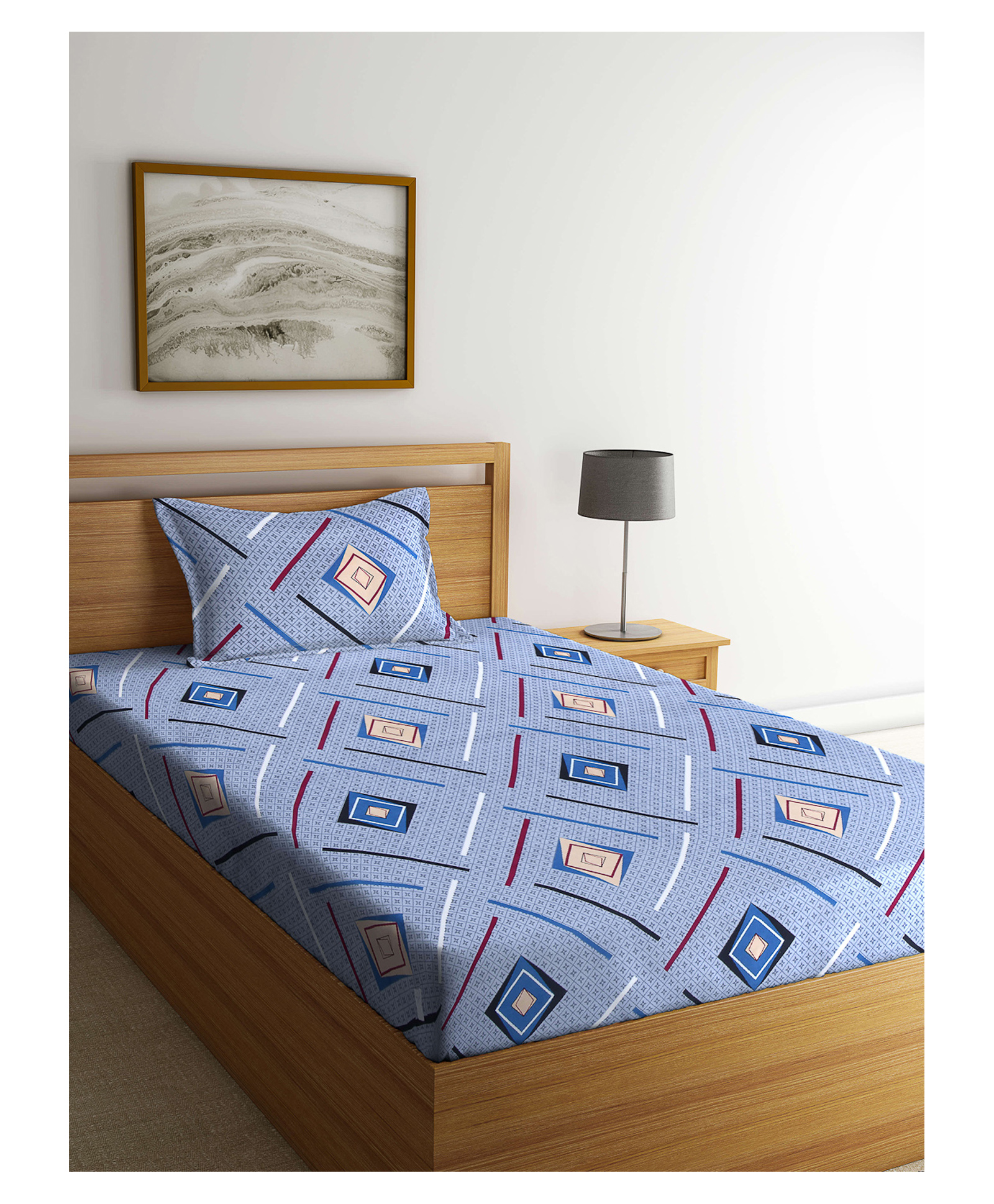 Arrabi Bed Cotton Single Bedsheet and Pillow Cover  Grey-picture-36