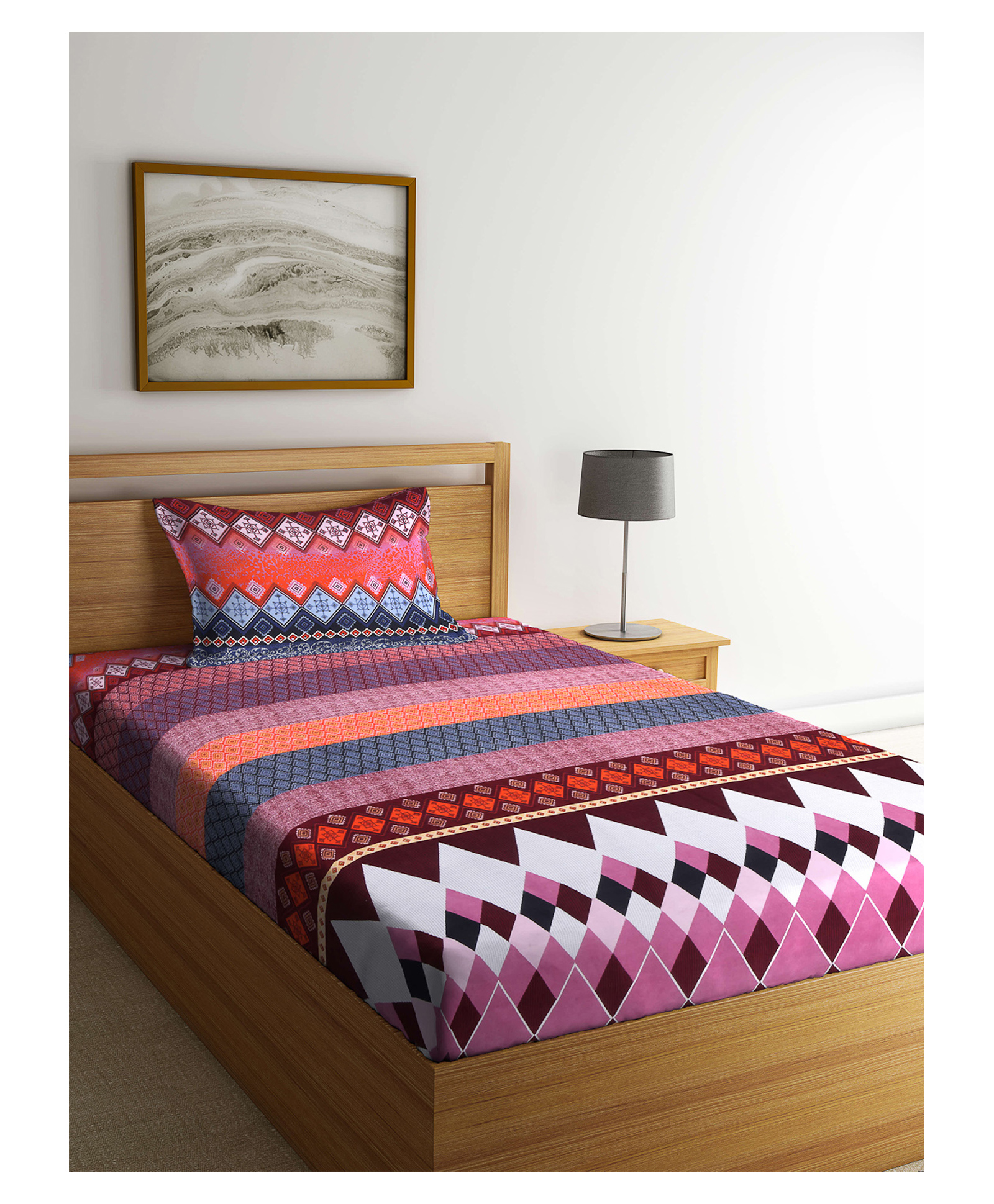 Arrabi Single Bed Cotton Bedsheet and Pillow Cover  Multicolour-picture-39