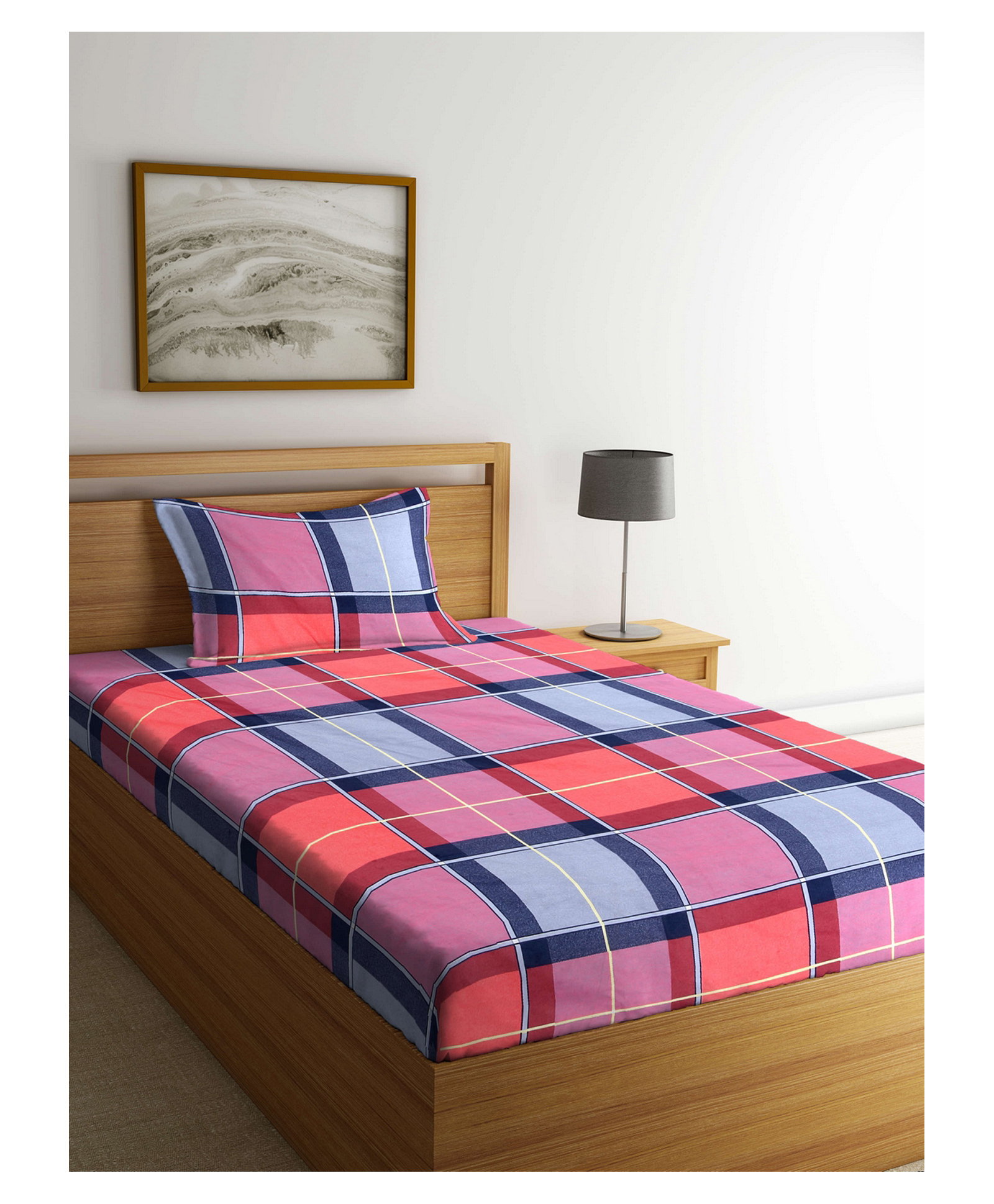 Arrabi Single Bed Cotton Bedsheet & Pillow Cover  Pink-picture-42