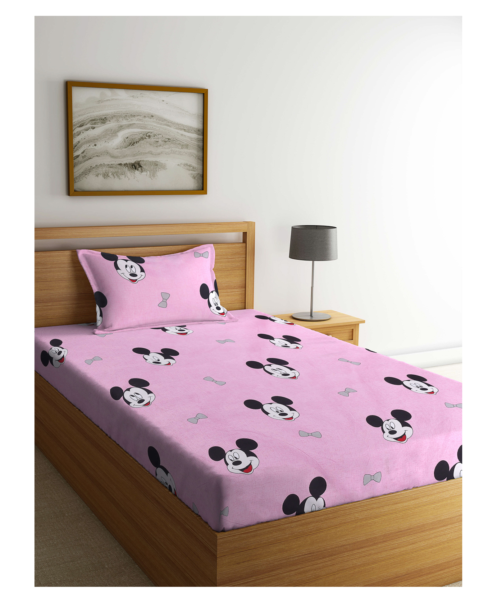 Arrabi Single Bed Cotton Bedsheet & Pillow Cover  Pink-picture-14