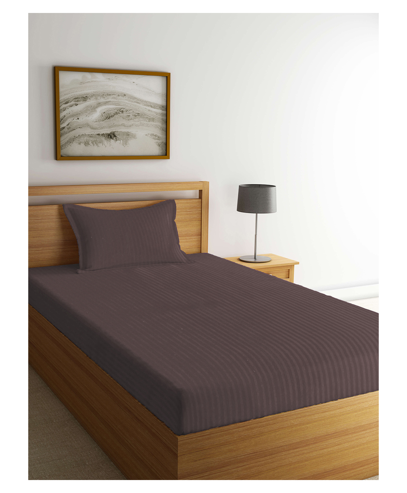 Arrabi Single Bed Cotton Bedsheet and Pillow Cover  Brown-picture-45
