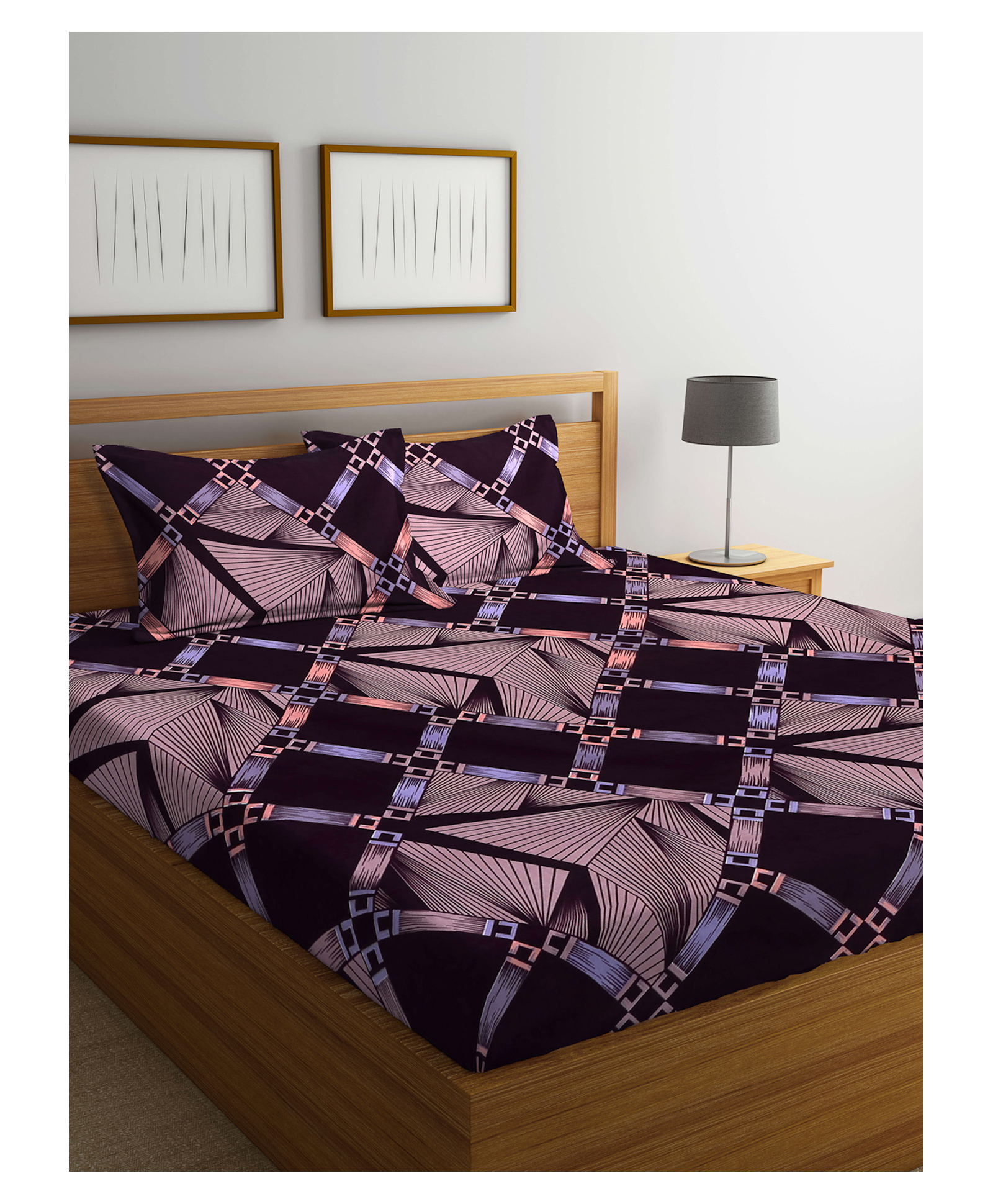 Arrabi Double Bed Cotton Bedsheet and Pillow Cover  Multicolor-image-7