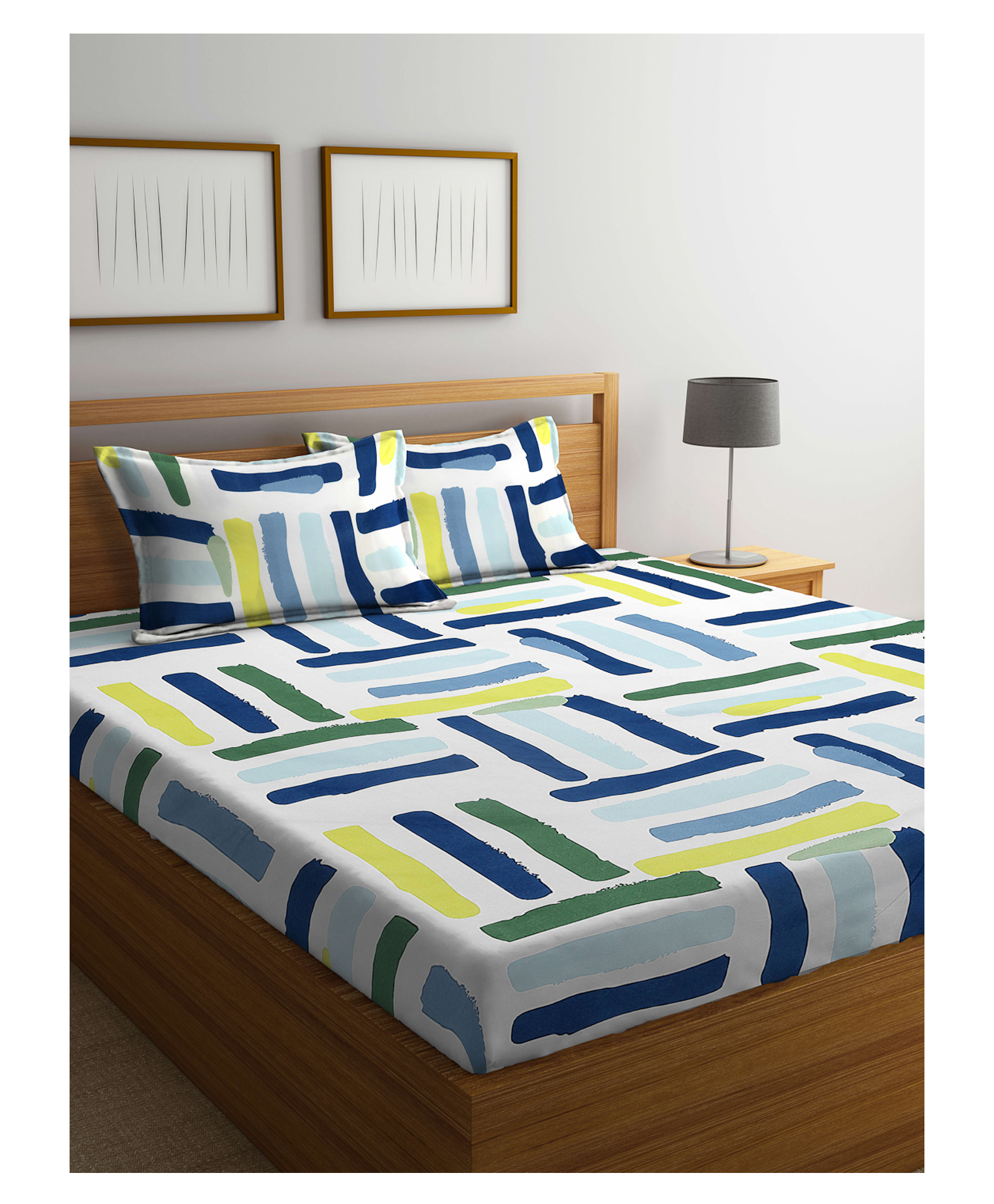 Arrabi Bed Cotton Double Bedsheet and Pillow Cover  Multicolour-image-41