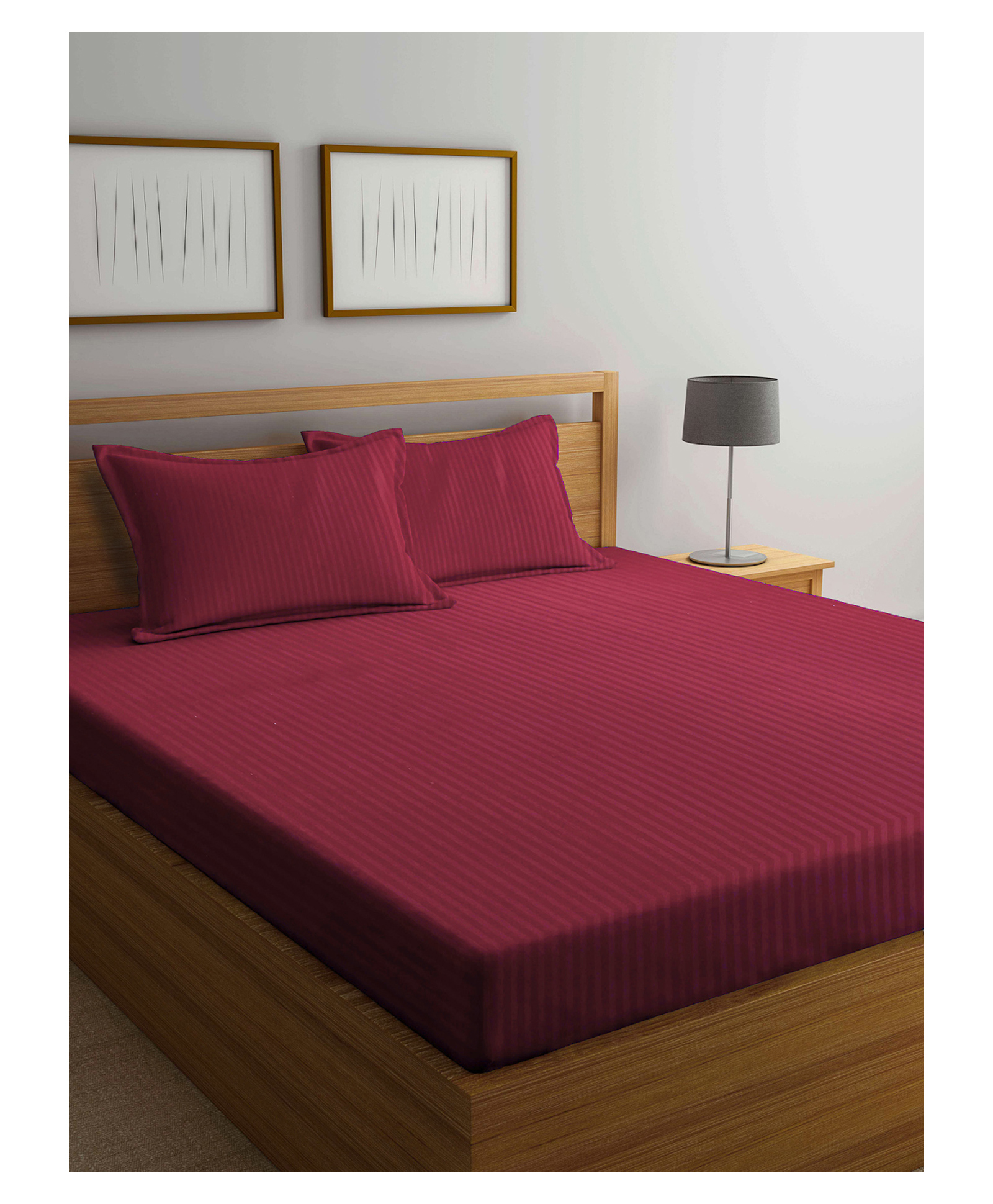 Arrabi Double Bed Cotton Blend Super King Size Bedsheet and 2 Pillow Covers - Red-image-28