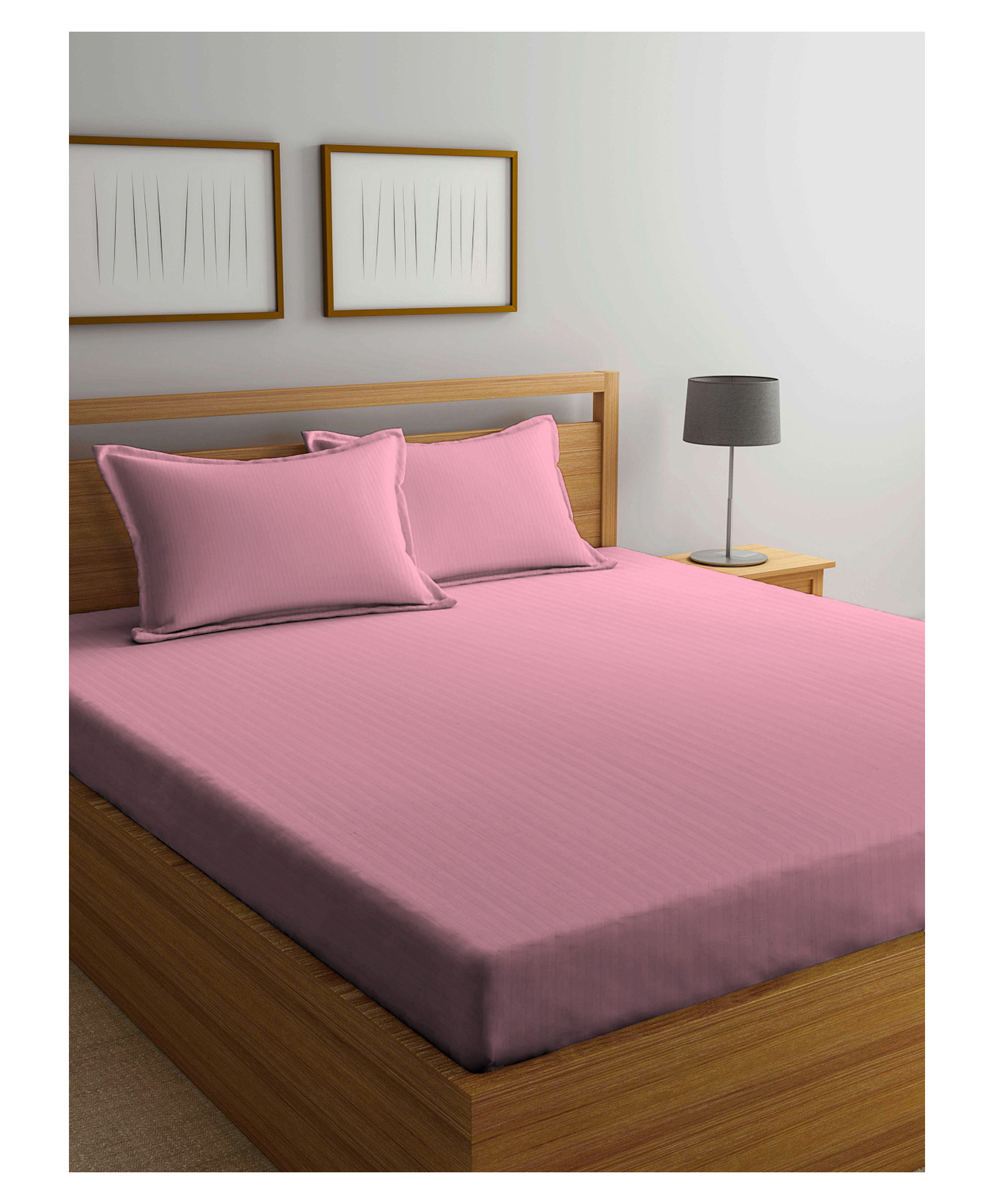 Arrabi Double Bed Cotton Blend Super King Size Bedsheet and 2 Pillow Covers - Pink-image-30