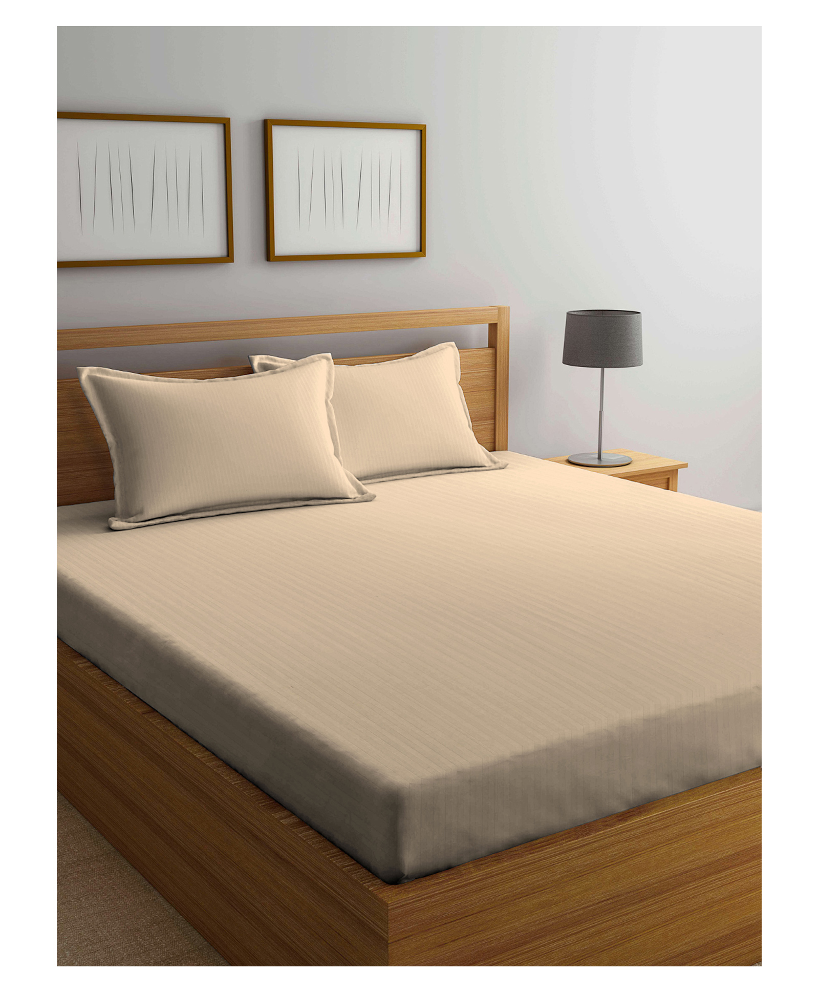 Arrabi Double Bed Cotton Blend Bedsheet and 2 Pillow Covers - Cream-image-8