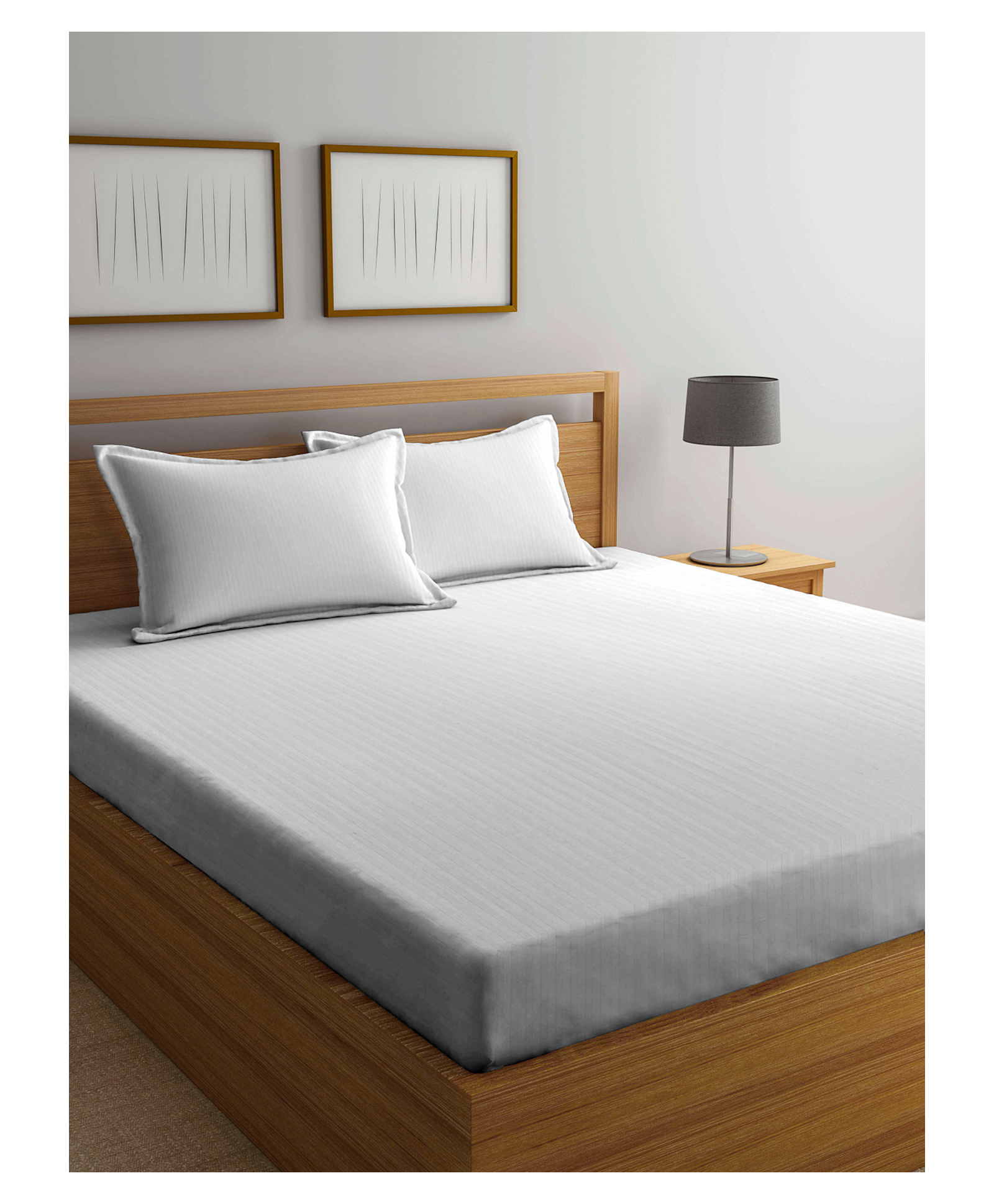 Arrabi Double Bed Cotton Blend Super King Size Bedsheet and 2 Pillow Covers - White-image-33