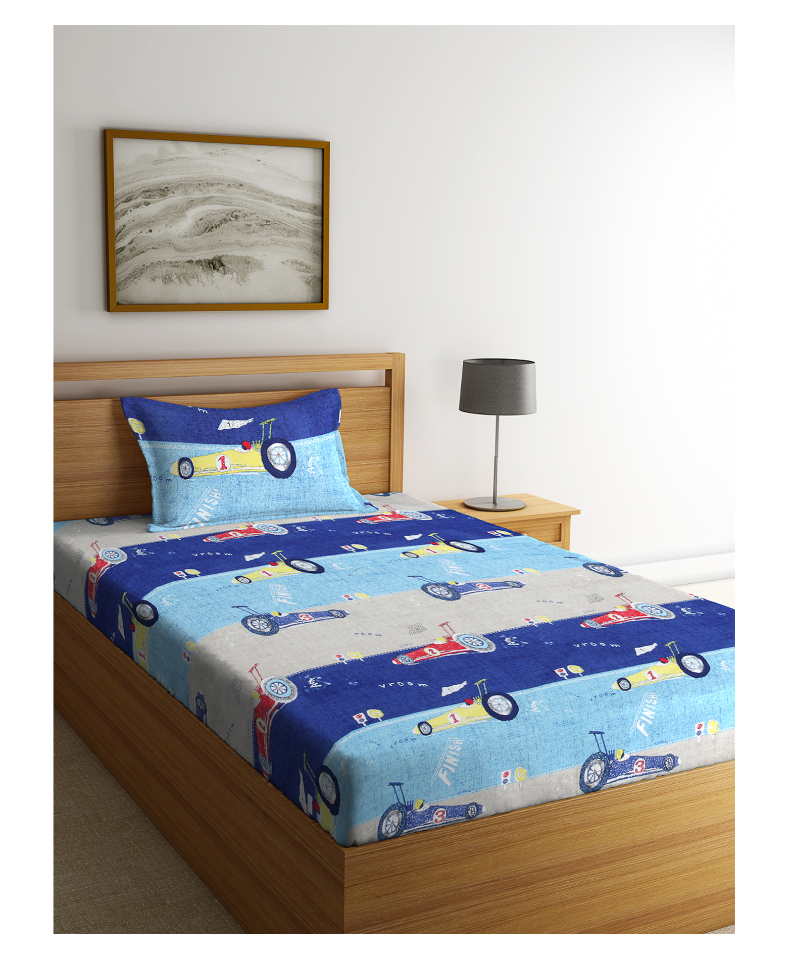 Arrabi Single Bed Cotton Bedsheet and Pillow Cover - Multicolour-picture-15
