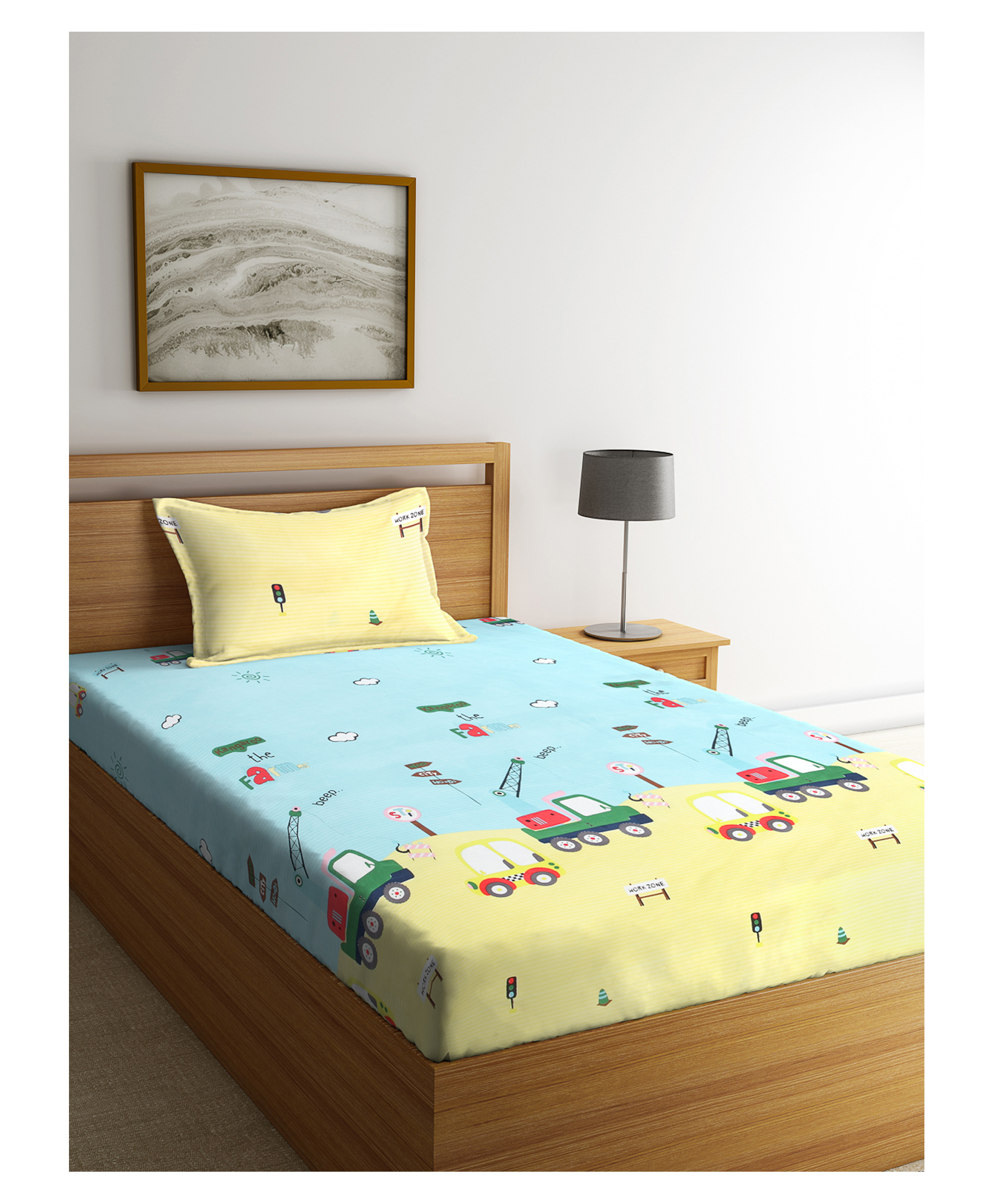Arrabi Single Bed Cotton Bedsheet and Pillow Cover - Multicolour-picture-16