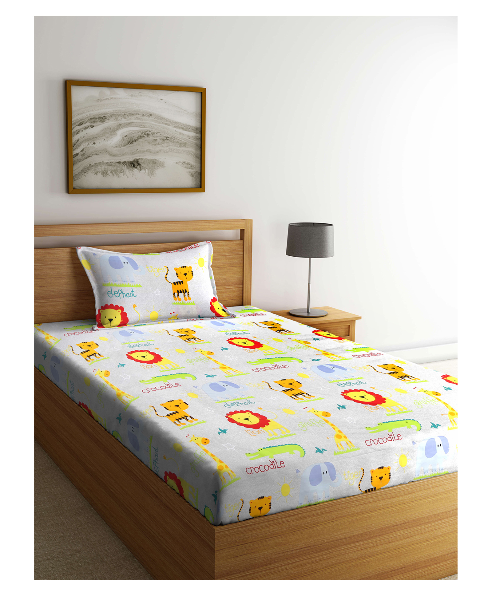 Arrabi Single Bed Cotton Bedsheet and Pillow Cover - Multicolour-picture-30
