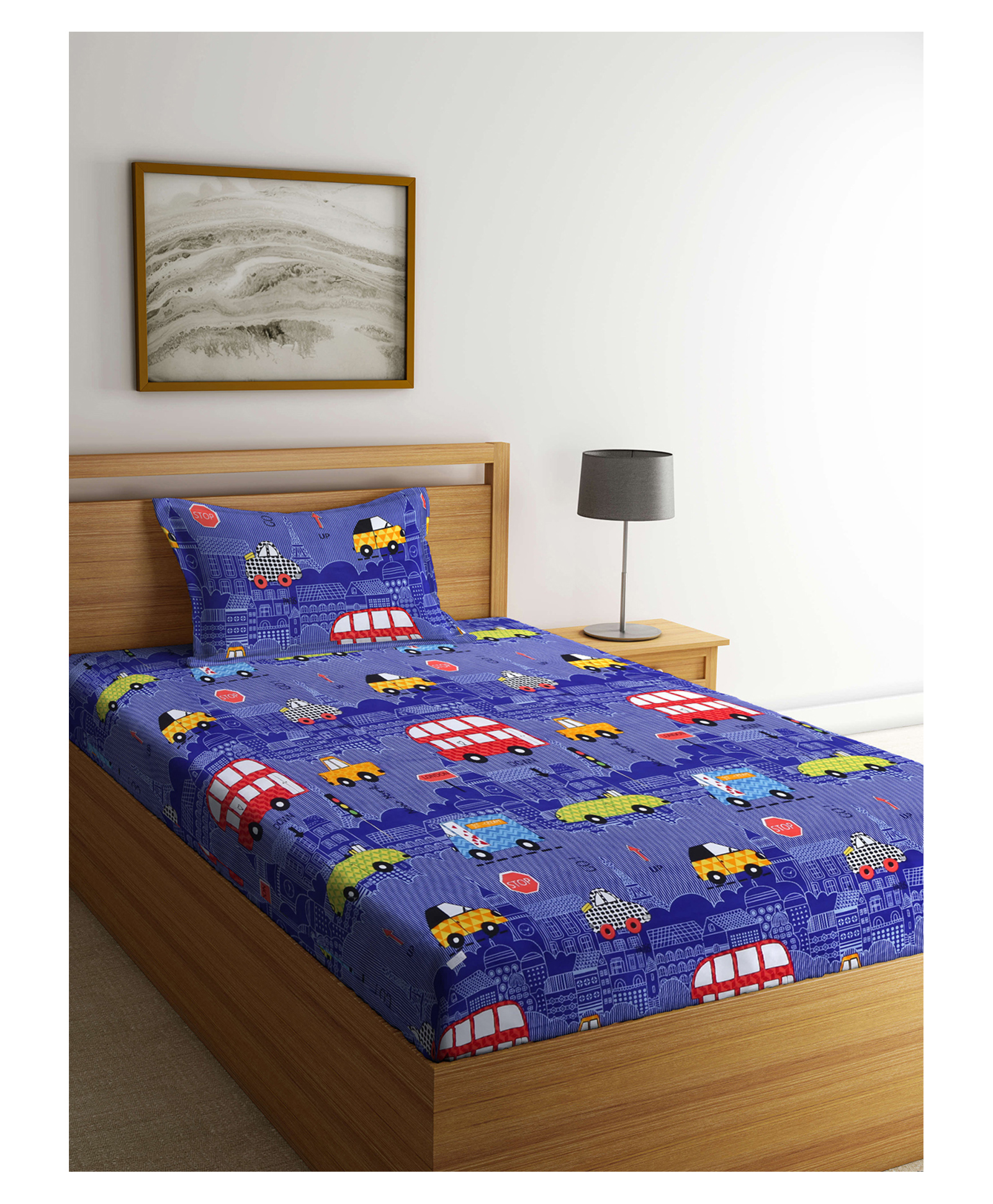 Arrabi Single Bed Cotton Bedsheet and Pillow Cover - Multicolour-picture-17