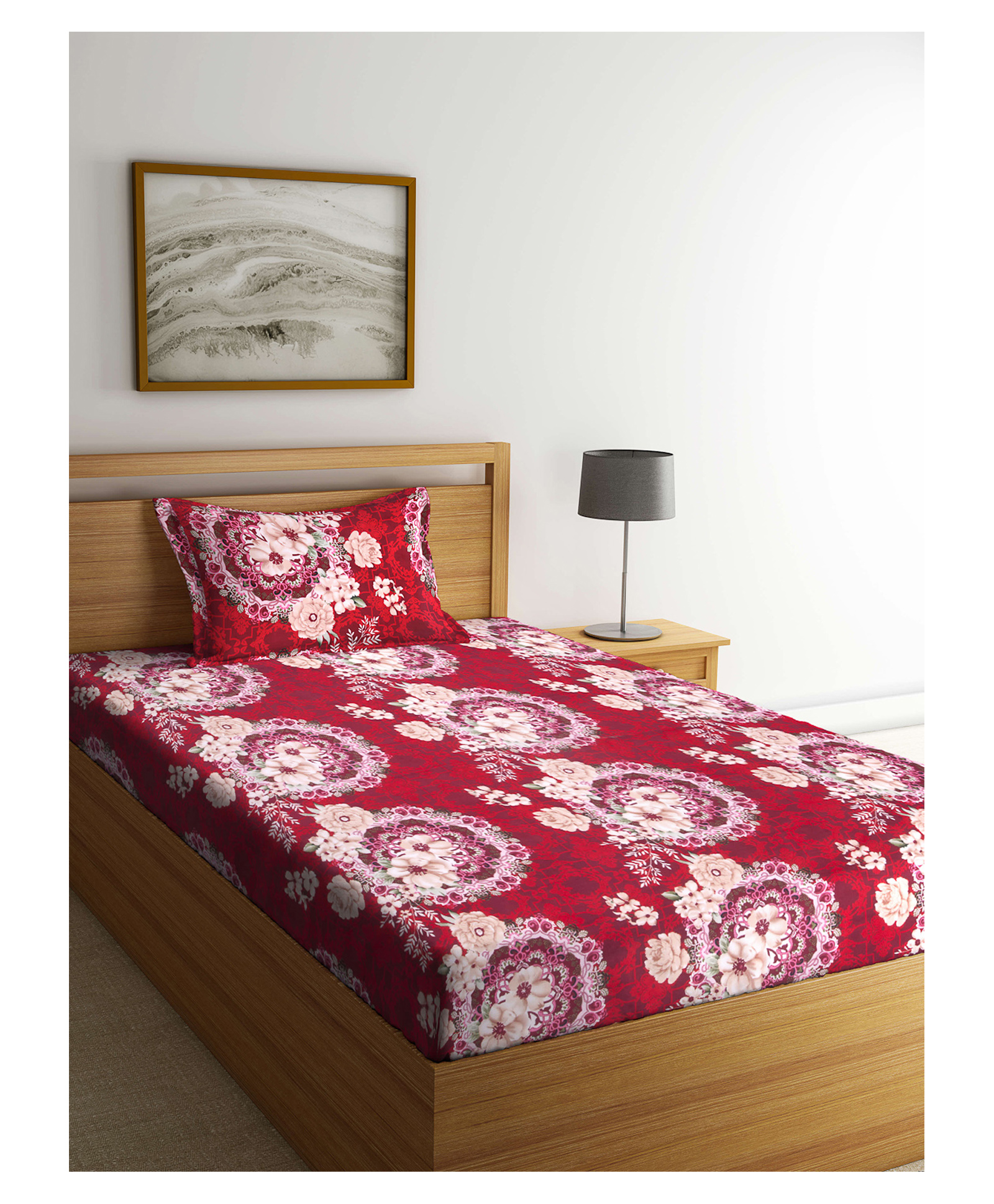 Arrabi Single Bed Cotton Bedsheet and Pillow Cover - Multicolour-picture-35