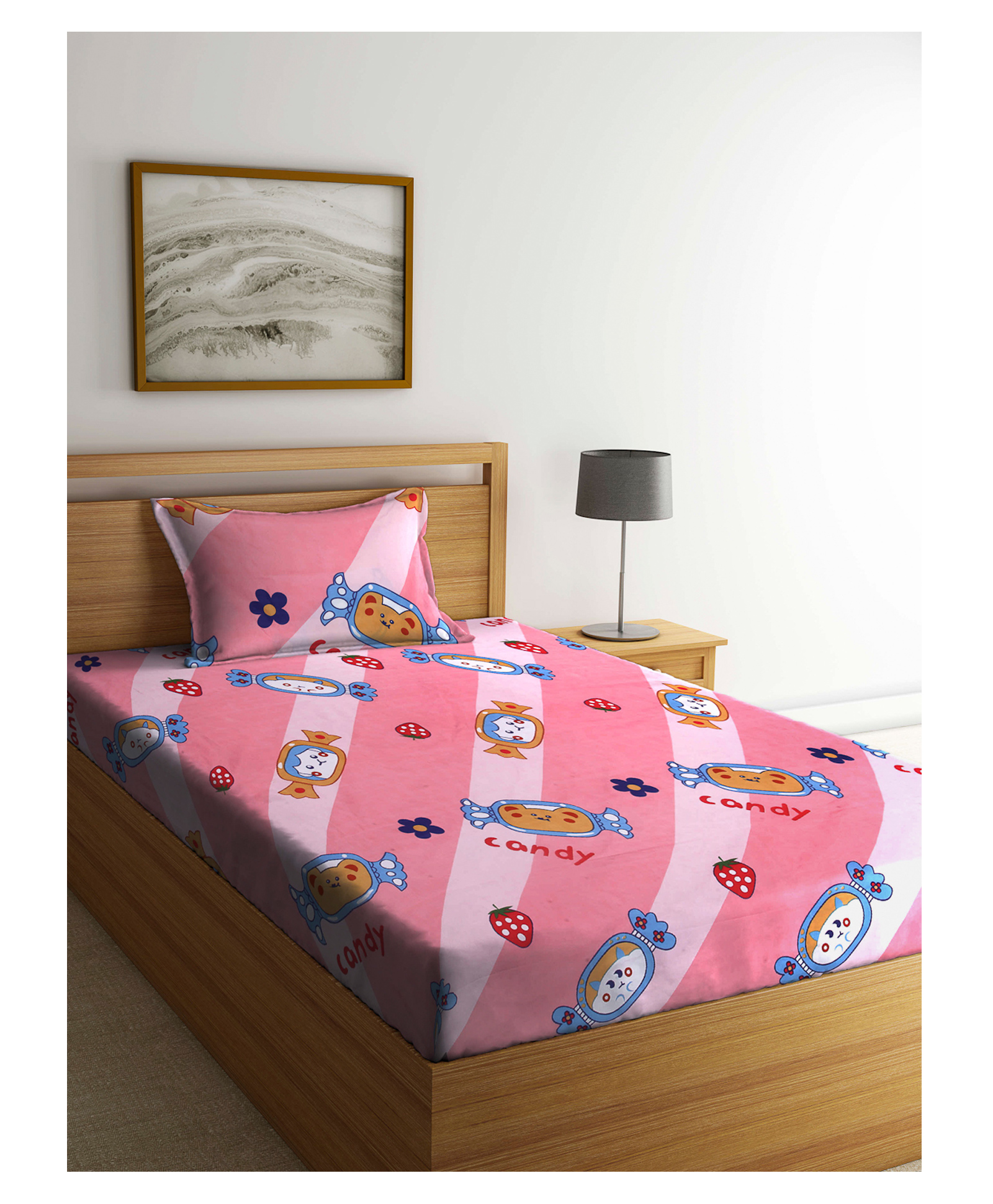 Arrabi Single Bed Cotton Bedsheet and Pillow Cover  Multicolour-picture-19