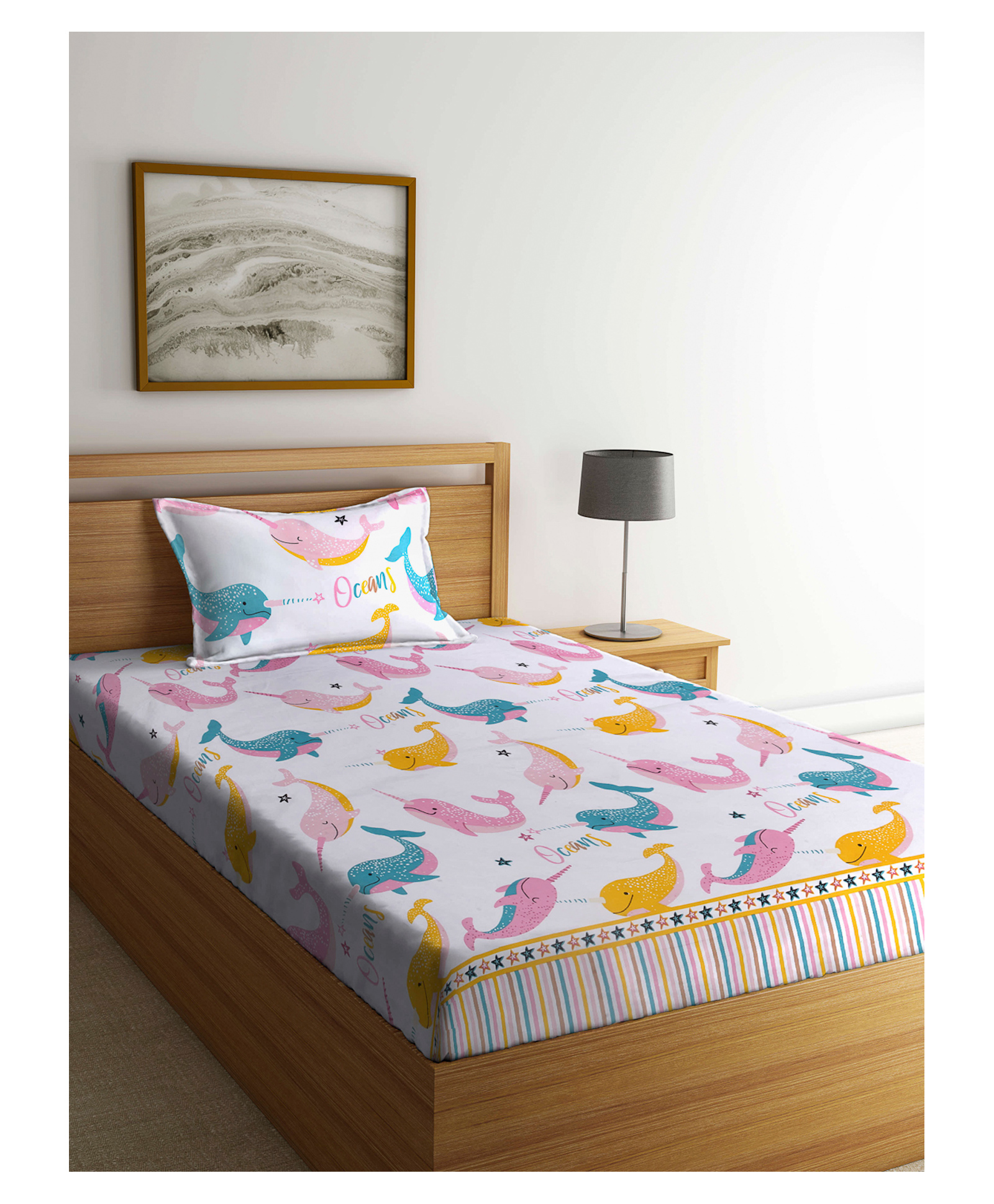 Arrabi Single Bed Cotton Bedsheet And Pillow Cover  White-picture-20