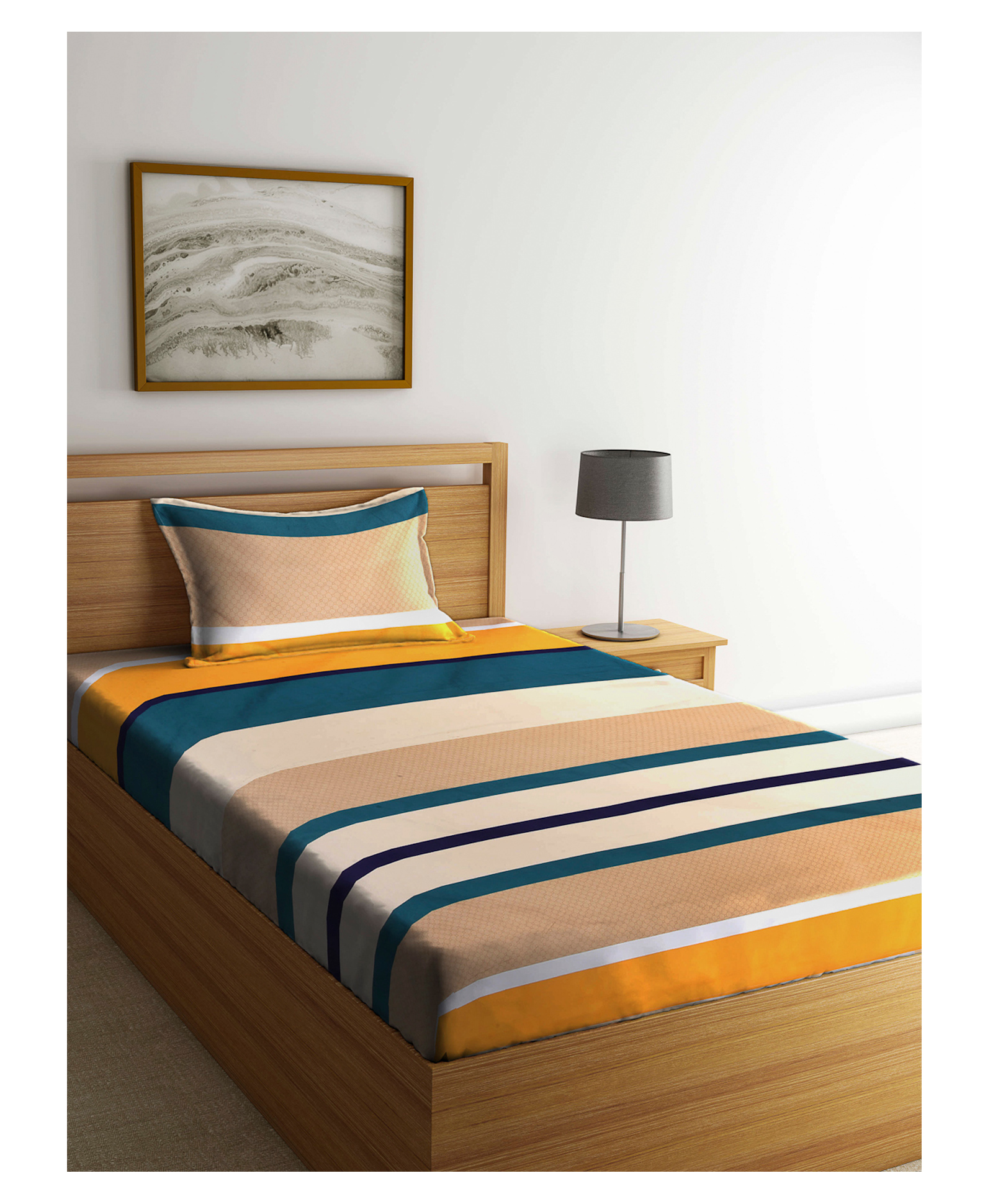arrabi Arrabbi Single Bed Cotton Bedsheet and Pillow Cover - Multicolour-picture-22