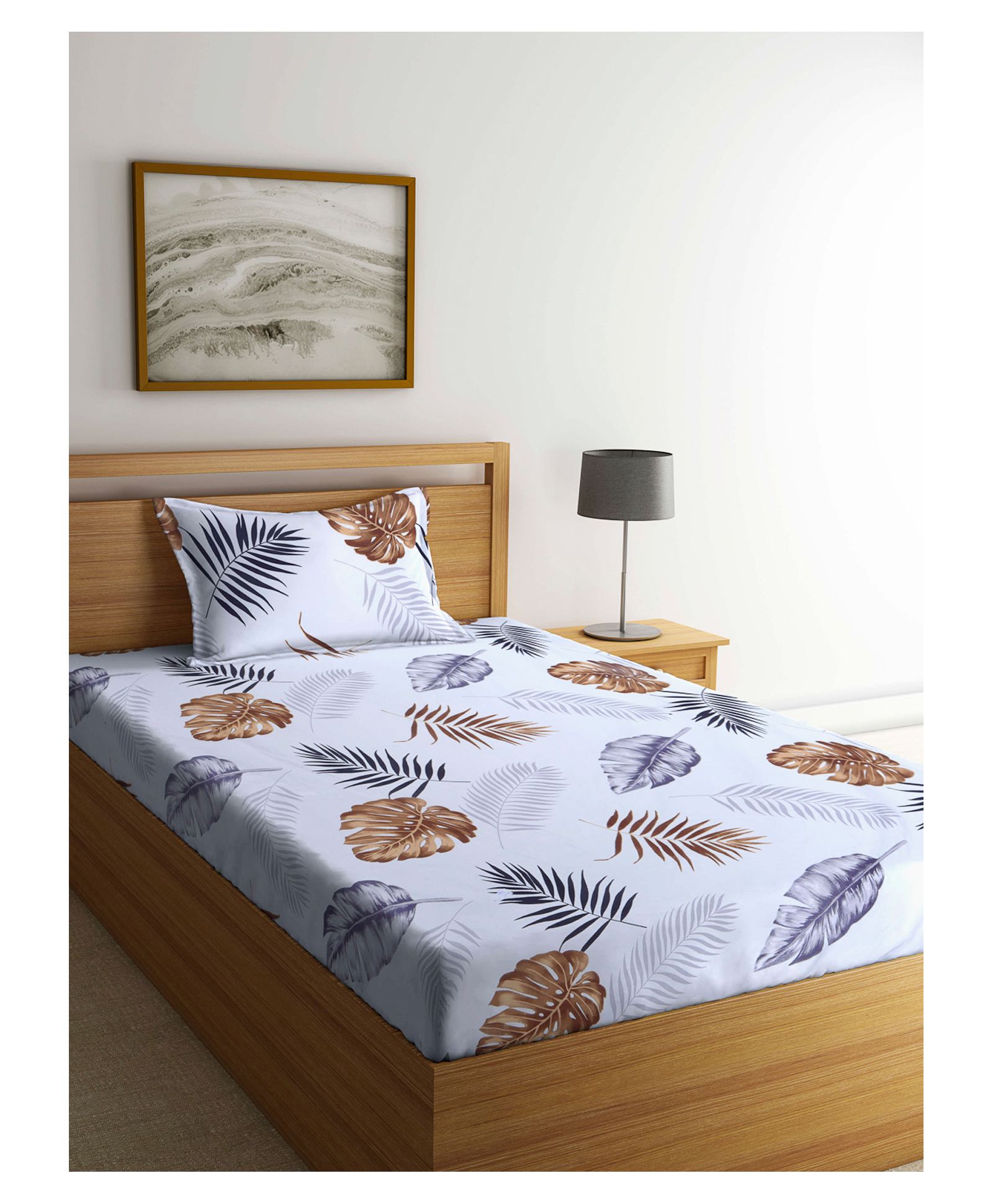 Arrabi Single Bed Cotton Bedsheet and Pillow Cover  White-picture-21