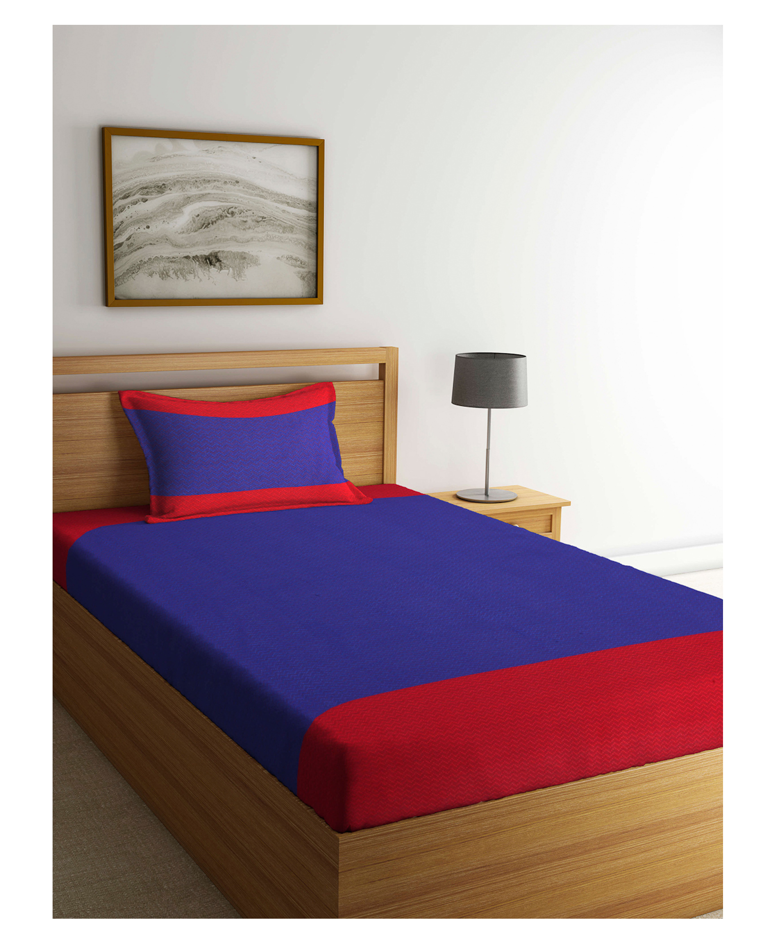 Arrabi Cotton Single Bedsheet and Pillow Cover  Red-picture-6