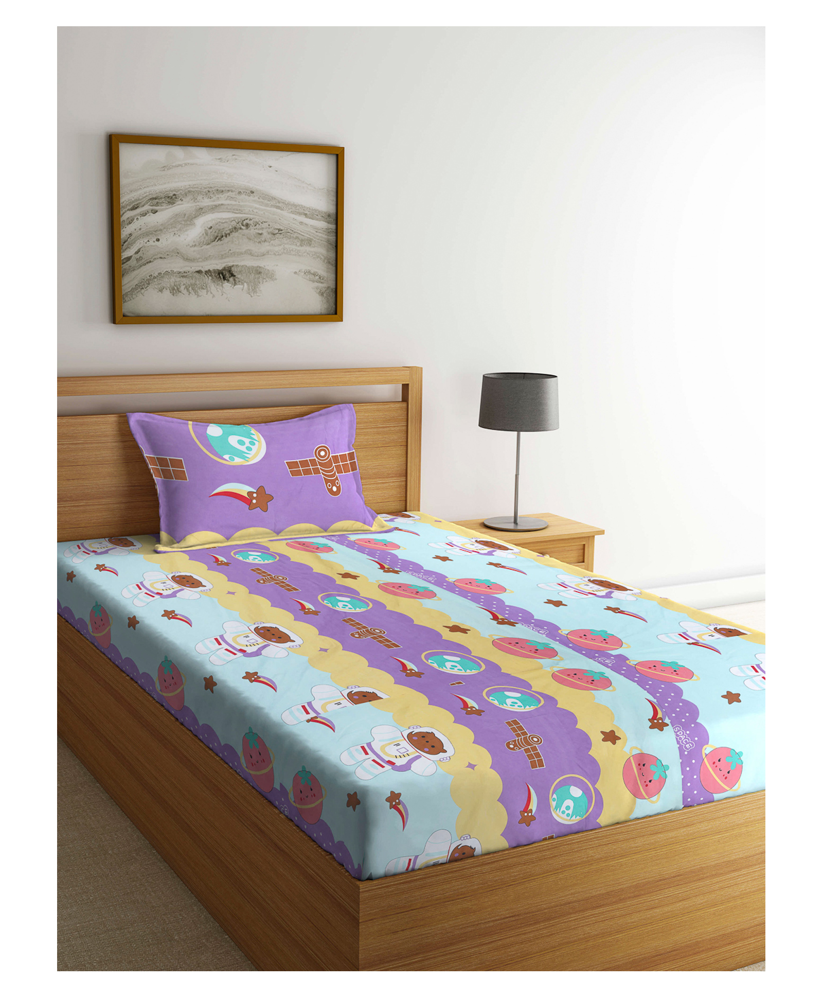 Single Arrabi Bed Cotton Bedsheet and Pillow Cover  Multicolour-picture-23