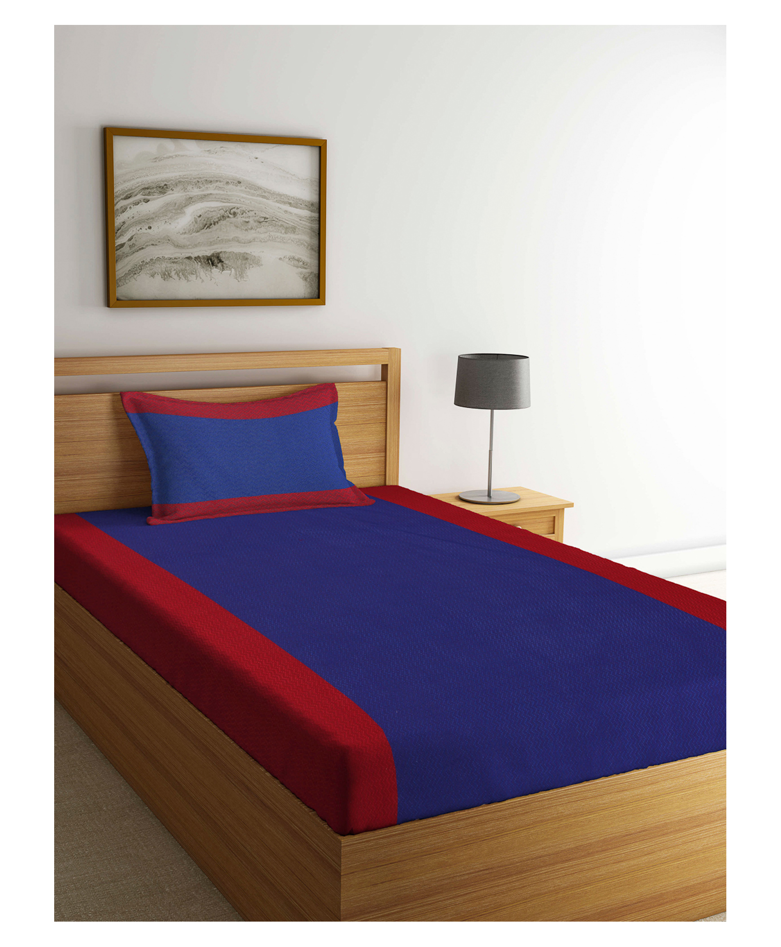Single Arrabi Bed Cotton Bedsheet and Pillow Cover  Red-picture-7