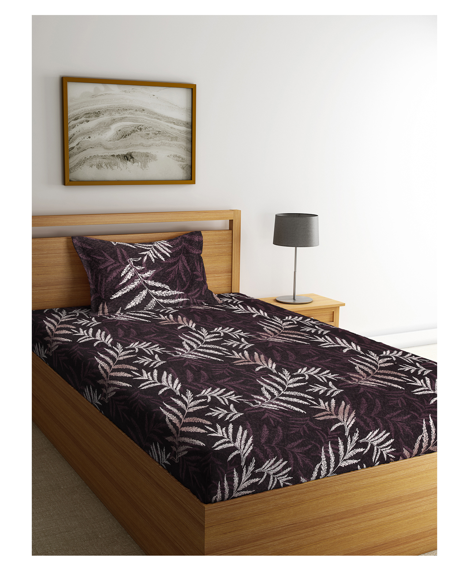 Single Arrabi Bed Cotton Bedsheet and Pillow Cover  Brown-picture-9