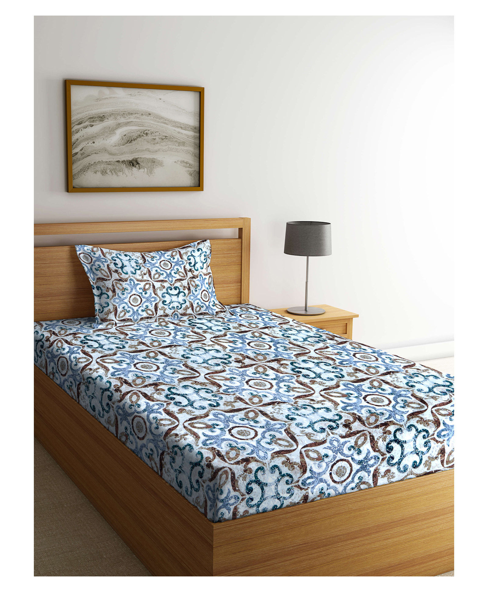 Arrabi Single Bed Cotton Bedsheet and Pillow Cover  Multicolour-picture-12